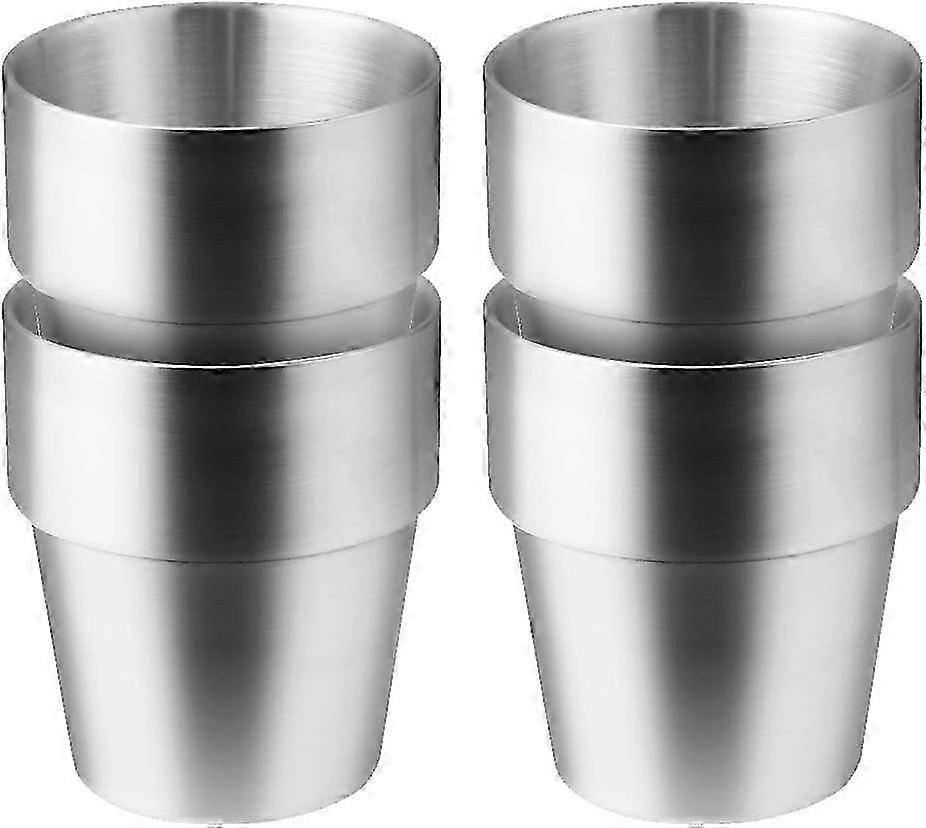Set de tasses en acier inoxydable pour le camping - café, thé, lait - 4 pièces