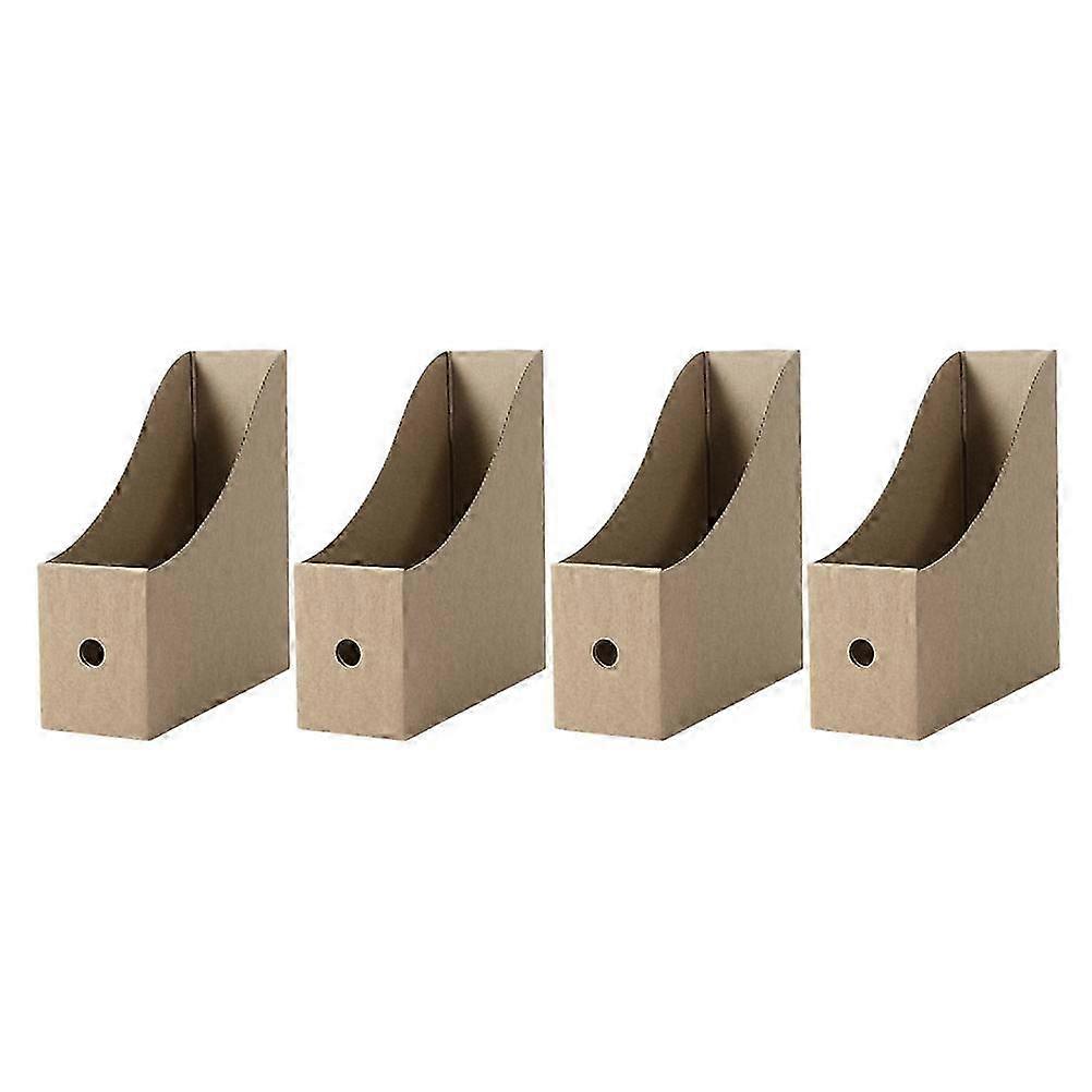 4pcs Brown Document File Storage Boxes 27x26CM Desktop Book Holders
