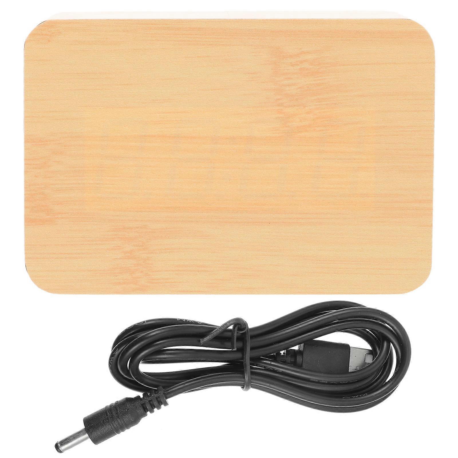 Modern Digital Bamboo Wood USB AAA Alarm Clock Rectangular Design For Office Use 1Set