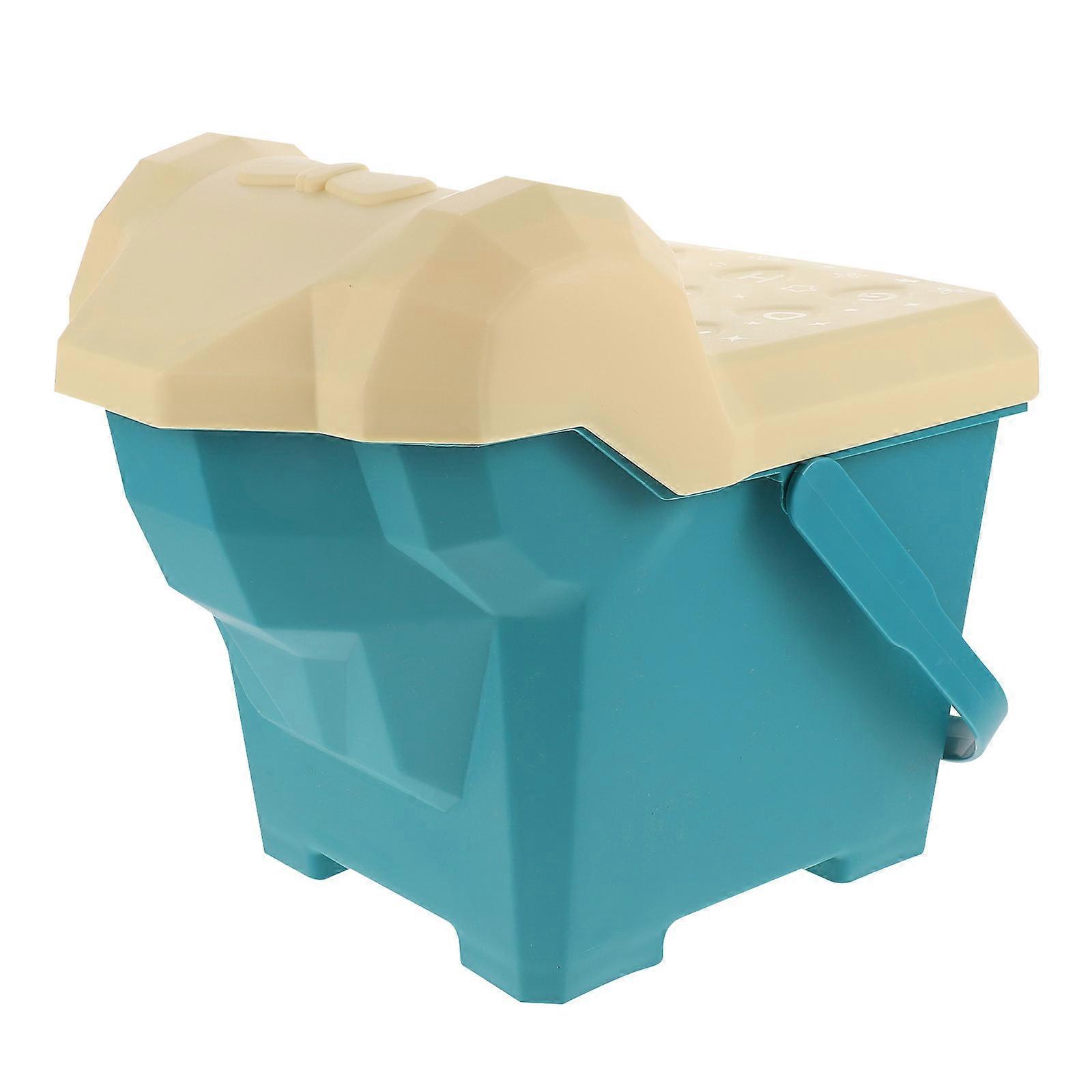 Kids Toy Organizer Adorable Stool Toy Storage Case Blue 39x28x26cm Bottom Wheel Design 1Pack