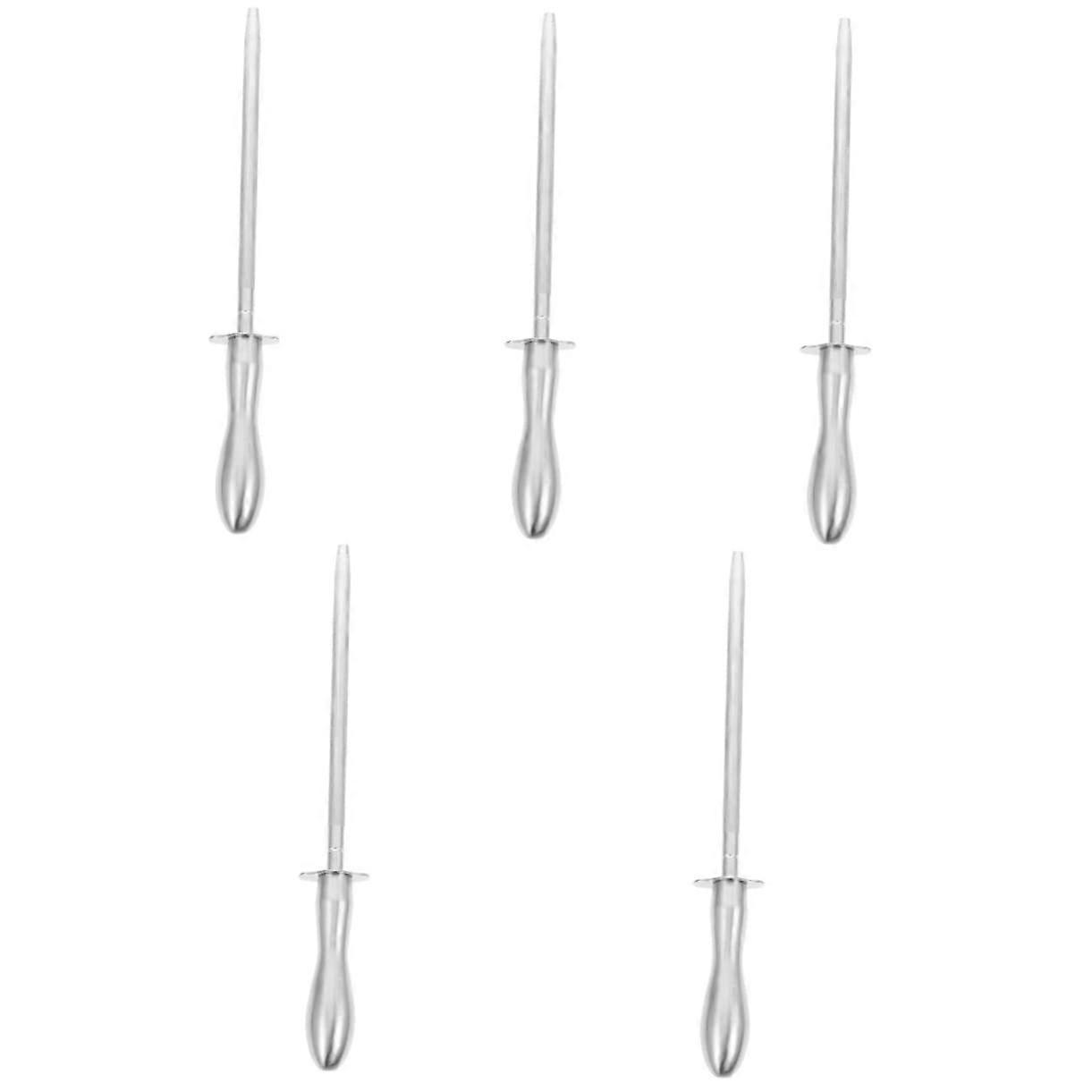 Multifunctional Sharpener Kitchen Honing Rod, Diamond Scissors Sharpener, Stainless Steel Tools, 31X3X1CM, Silver, 5 Pieces