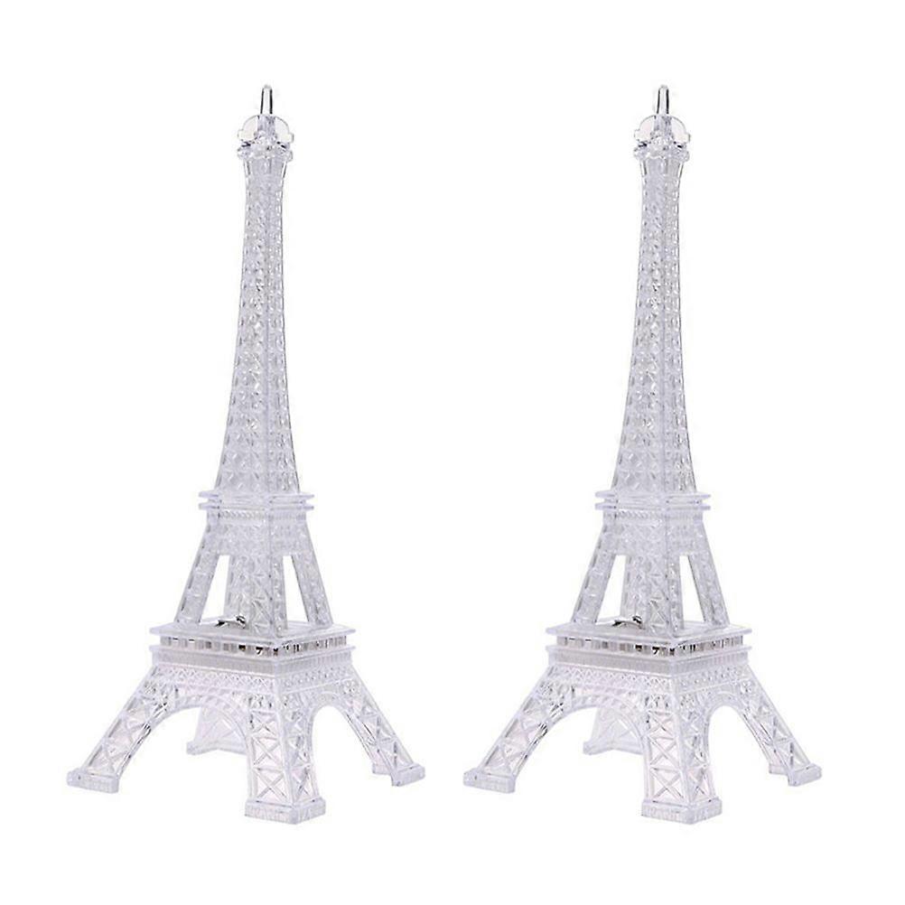 2pcs Creative LED Night Eiffel Tower Shape Night Lamp Chic Table Light Desktop Decoration Lamp 6x6x13cm