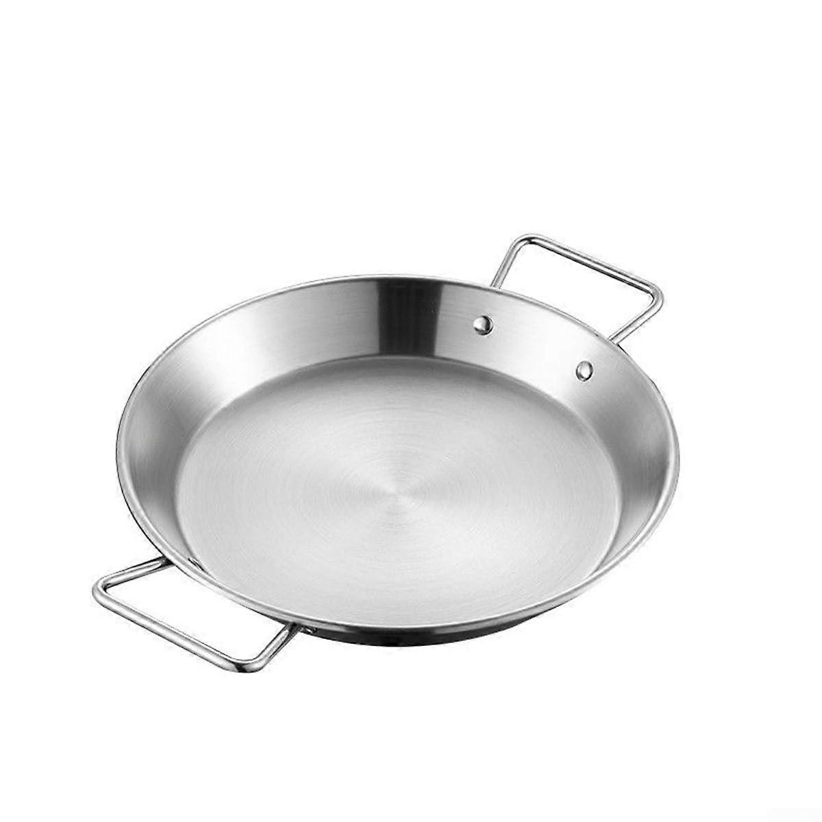 Paella pan, stainless steel, double handle, flat bottom, large capacity (18 cm)