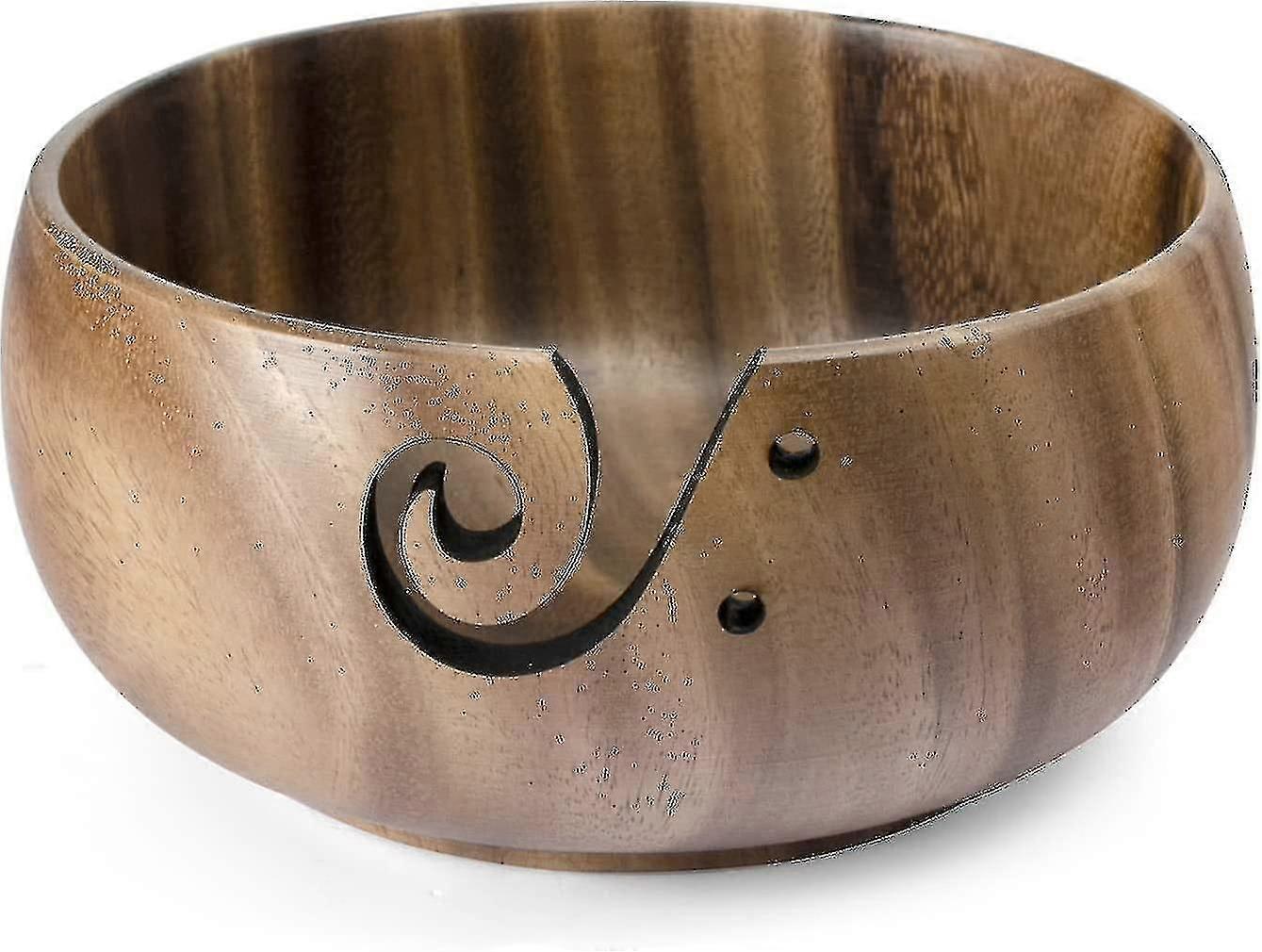 وعاء خيوط خشبي مع ثقوب - يمنع التشابك والانزلاق ، ملحق الكروشيه والحياكة المصنوع يدويا ، هدية عيد الأم المثالية للحرفيين