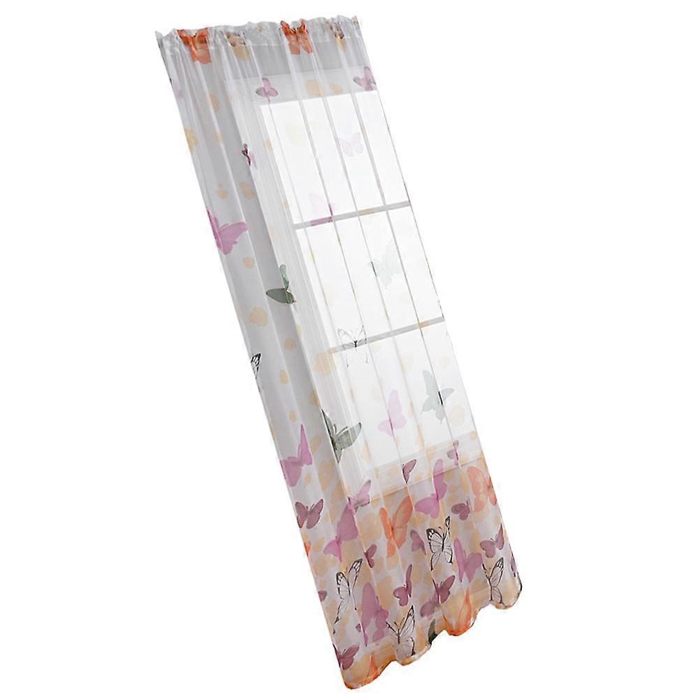 Sheer Butterfly Curtains Butterflies Pattern Sheer Curtain Bedroom Rod Pocket Elegant Window Drapery Multi 250cm X 100cm Artistic Design 1Pack