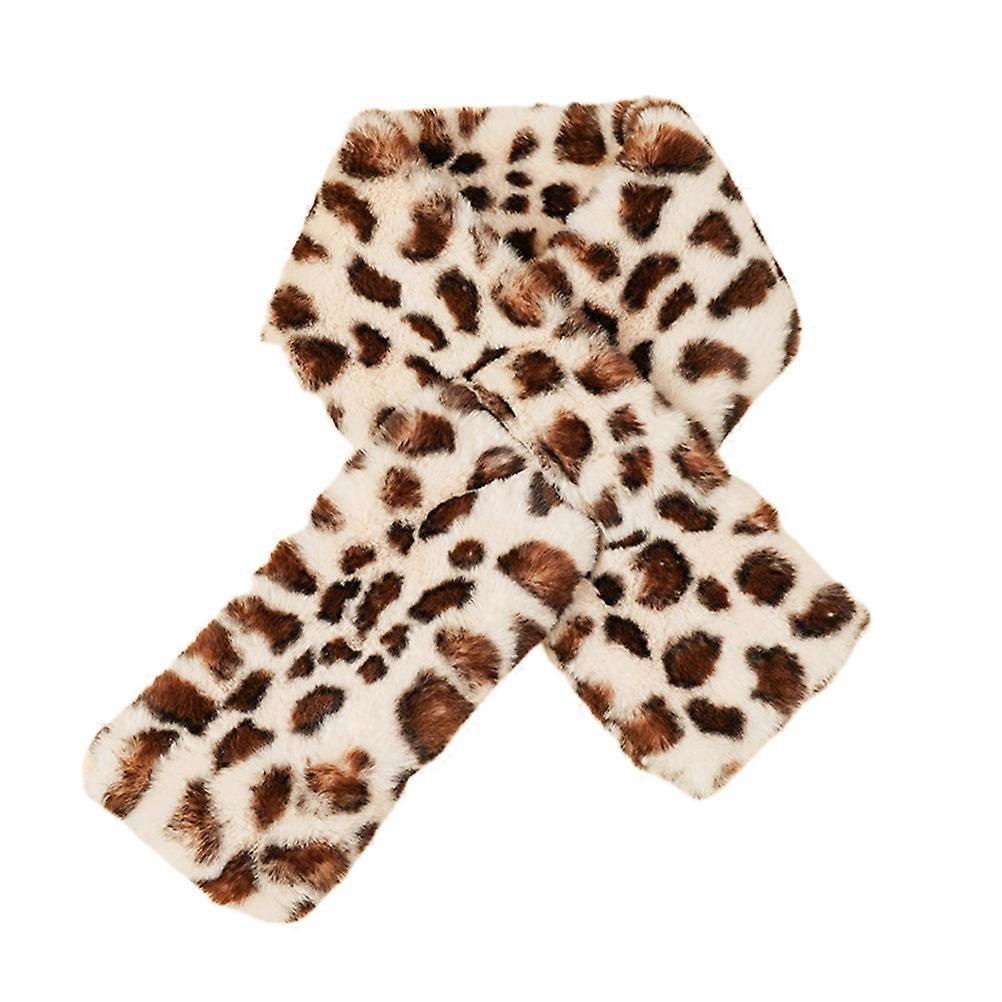 Women Leopard Scarf Versatile Usage Autumn Winter Accessory for Clothing Beige 1Pack