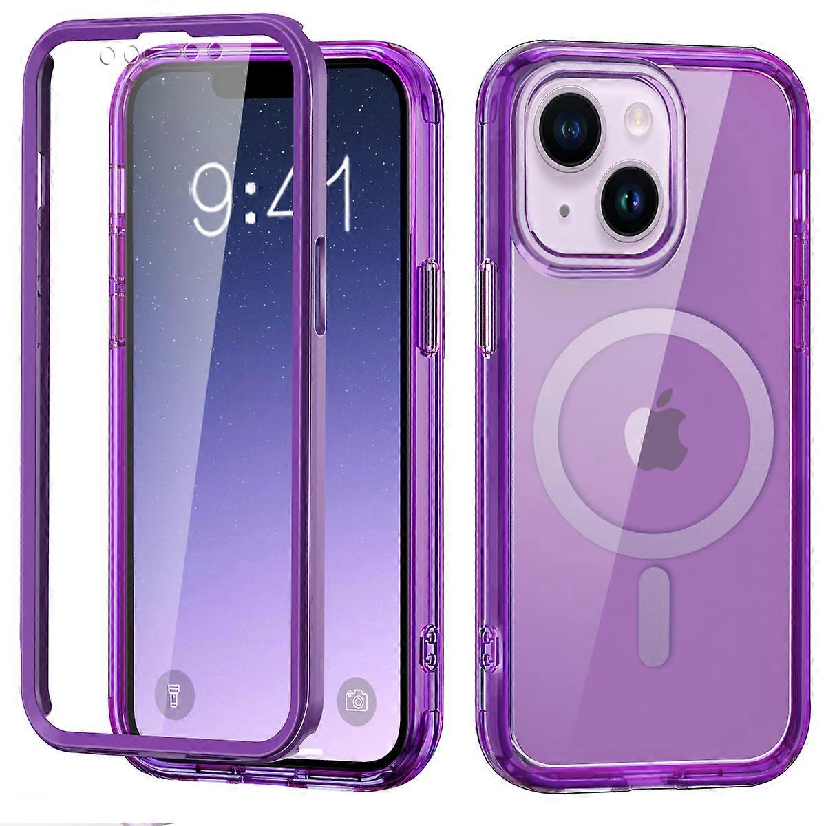 IPhone 14 Plus Case,Compatible With MagSafe,Shockproof Protective Case,Scratch-Resistant Back Cover-Purple