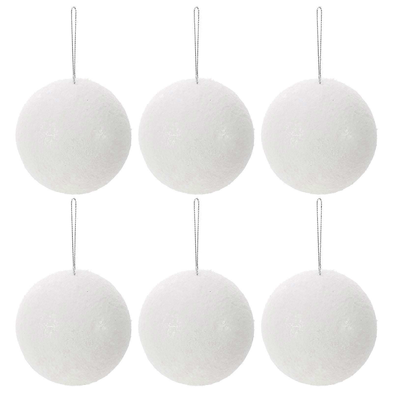 Foam Balls Christmas Tree Ornaments Decorative Durable Safe 8cm White 6Pcs