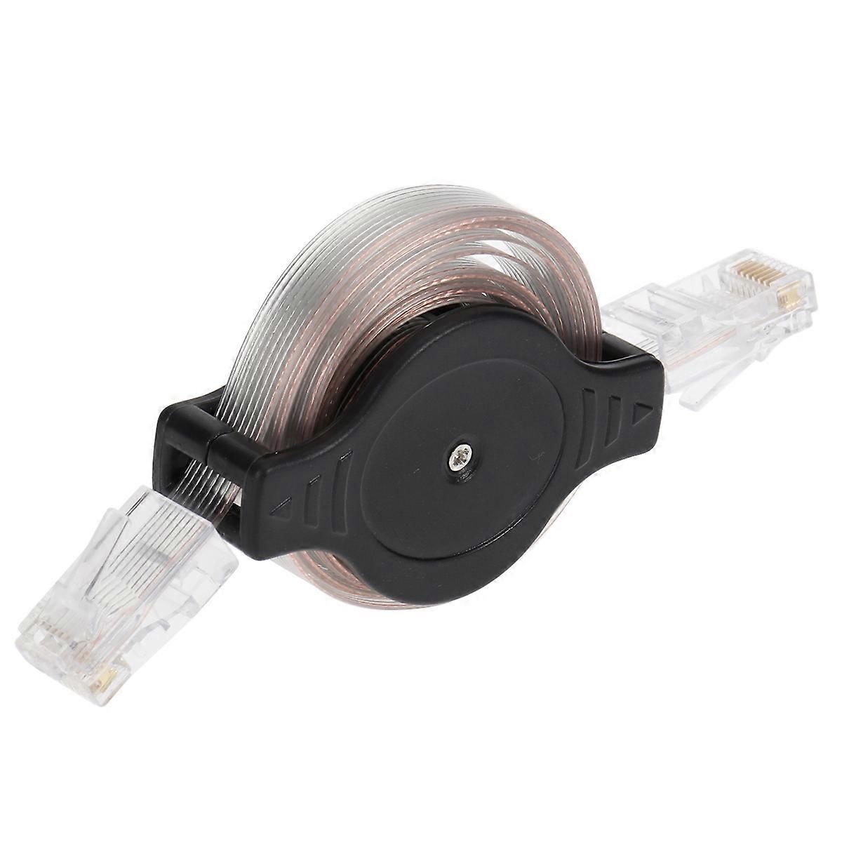 Retractable Wire Mini 1.5M Network Internet Ethernet Cable Black Lightweight 1Pack