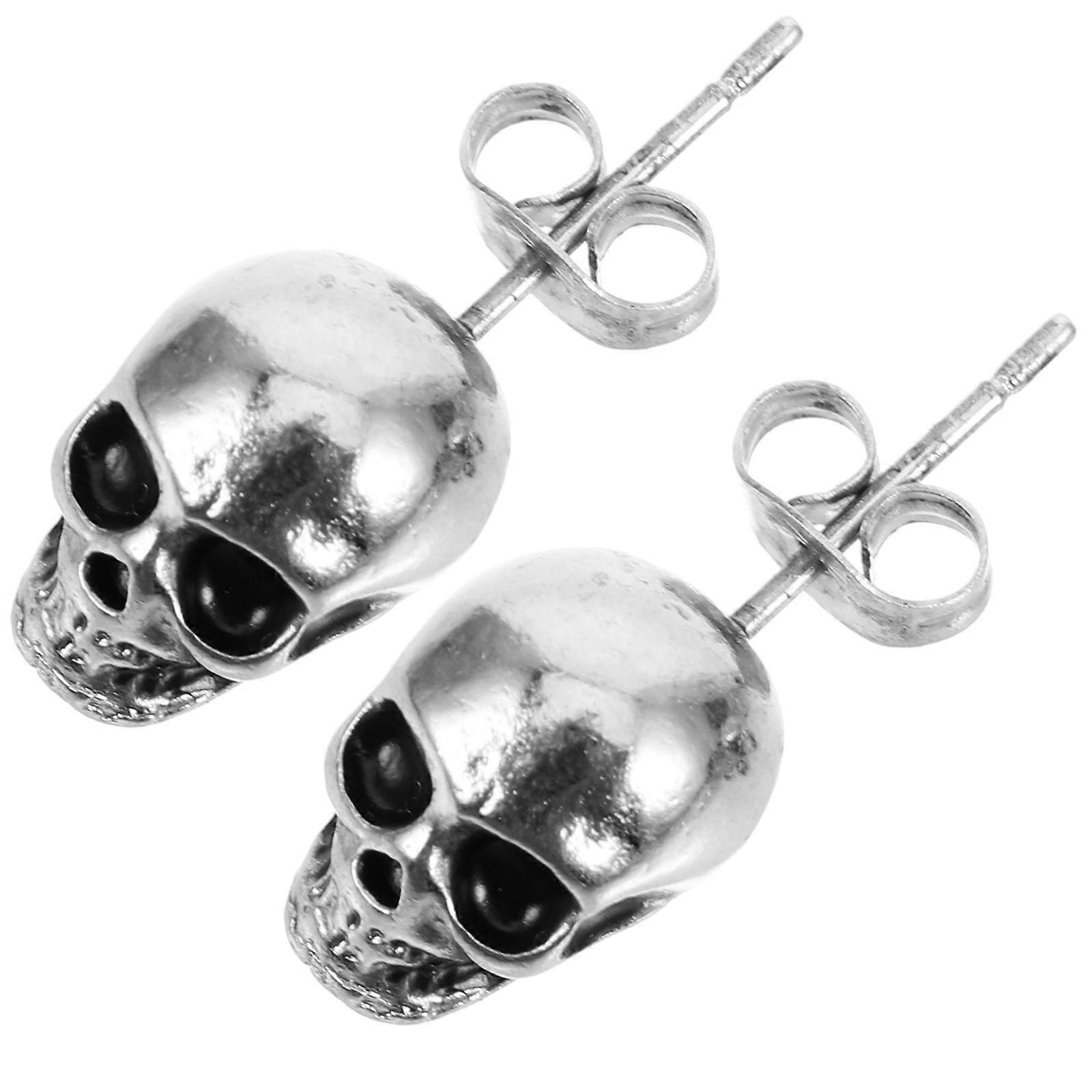 Orecchini di Halloween Per Le Donne Skull Design Anti-Allergico Argento 1 Paio