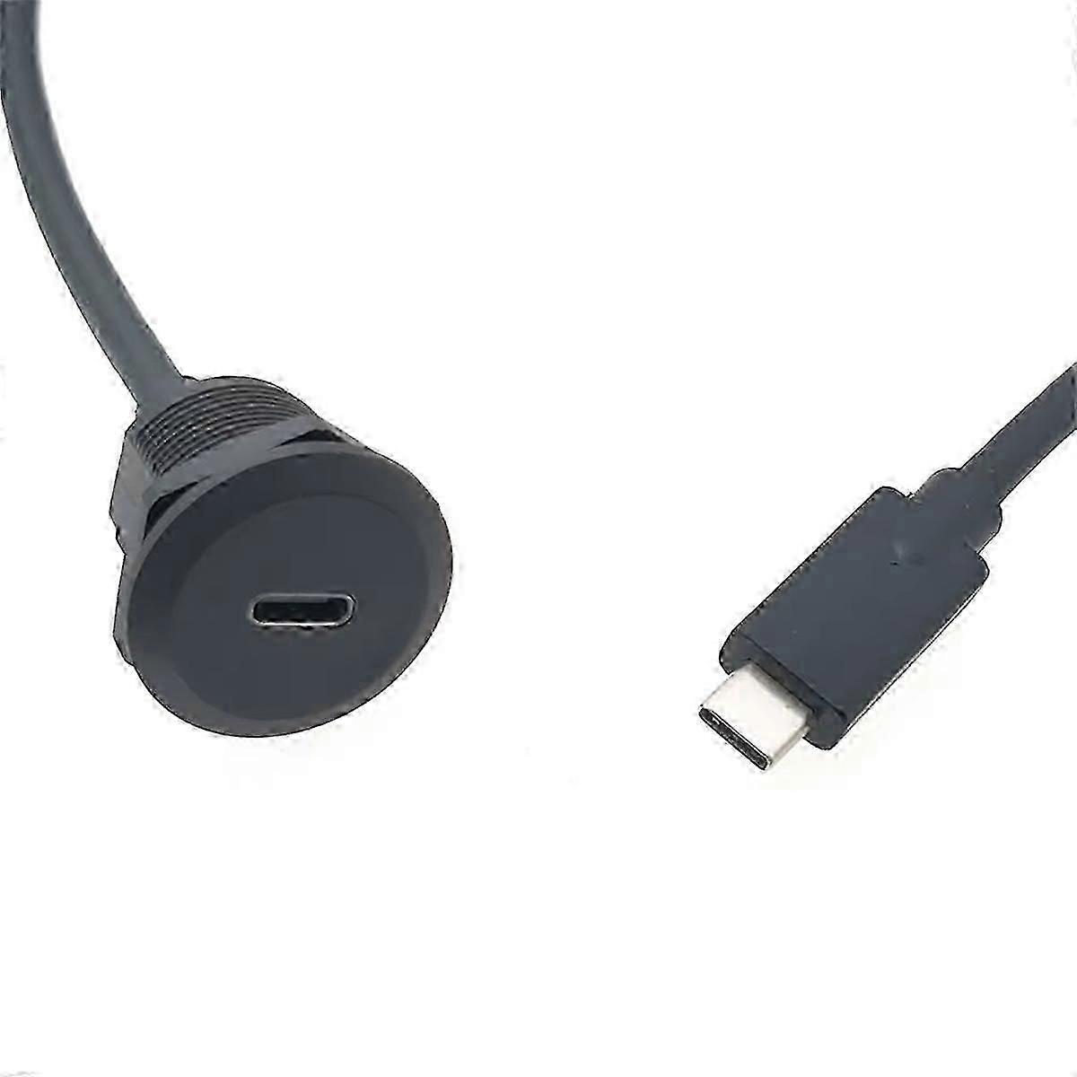 USB Type C 3.1 Female to Male Charging Socket Type-C Data Port with Threaded Fixed Panel Type USB-C Power Jack Connector