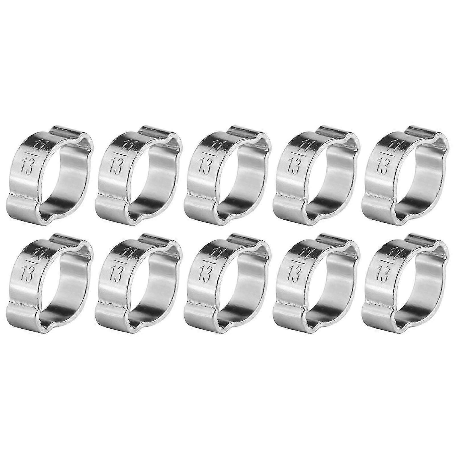 10pcs亜鉛メッキ鉄亜鉛メッキ2耳ホースクランプ5?23mmフュールガソリンパイプチューブ用(11?13MM)
