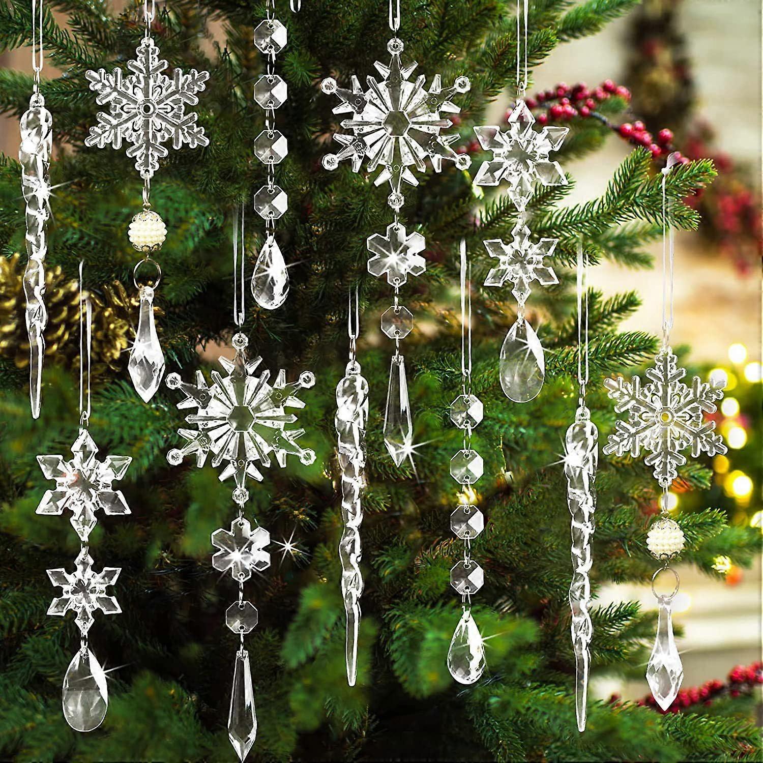 Christmas Tree Decorations Acrylic Snowflake Icicle Pendant Ornaments