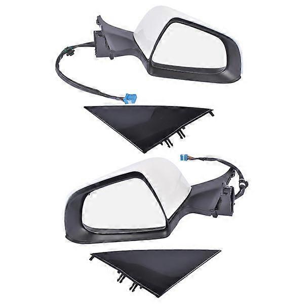 Left+Right Driver+Passenger Side Mirror Power Fold Heated White for Tesla Model 3 M3 2017~2023 ABS Plastic Side View 13PIN Memory Recall Power Glass A