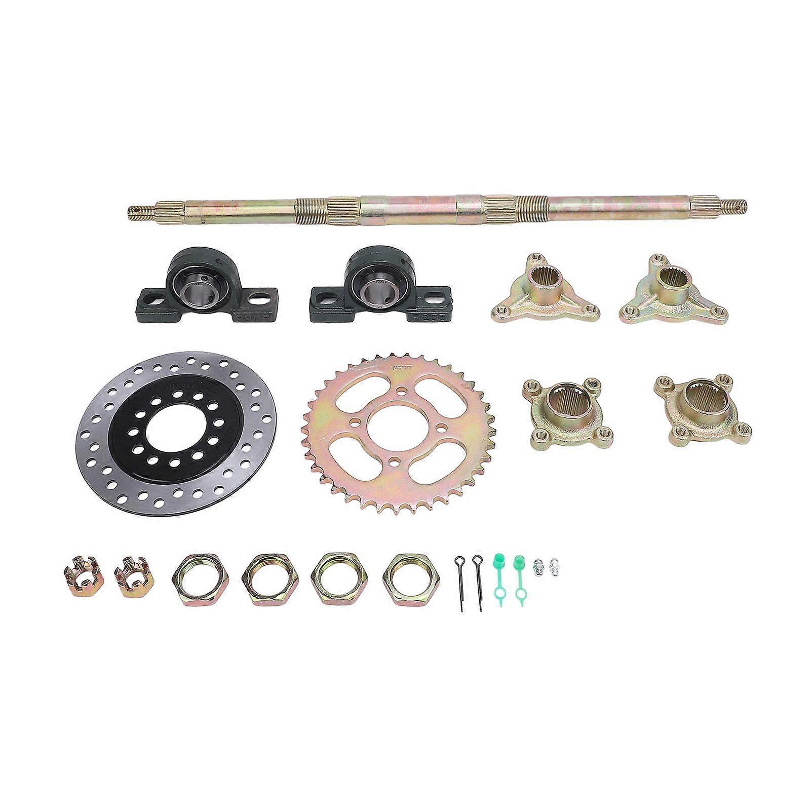 Go Kart Rear Axle Kit 24 Inch Heavy Duty Sprocket Brake Disc Base Rear Axle Assembly Set for 50 to 150CC DIY Rebuilt ATVs Quads and Drift Trikes MK617