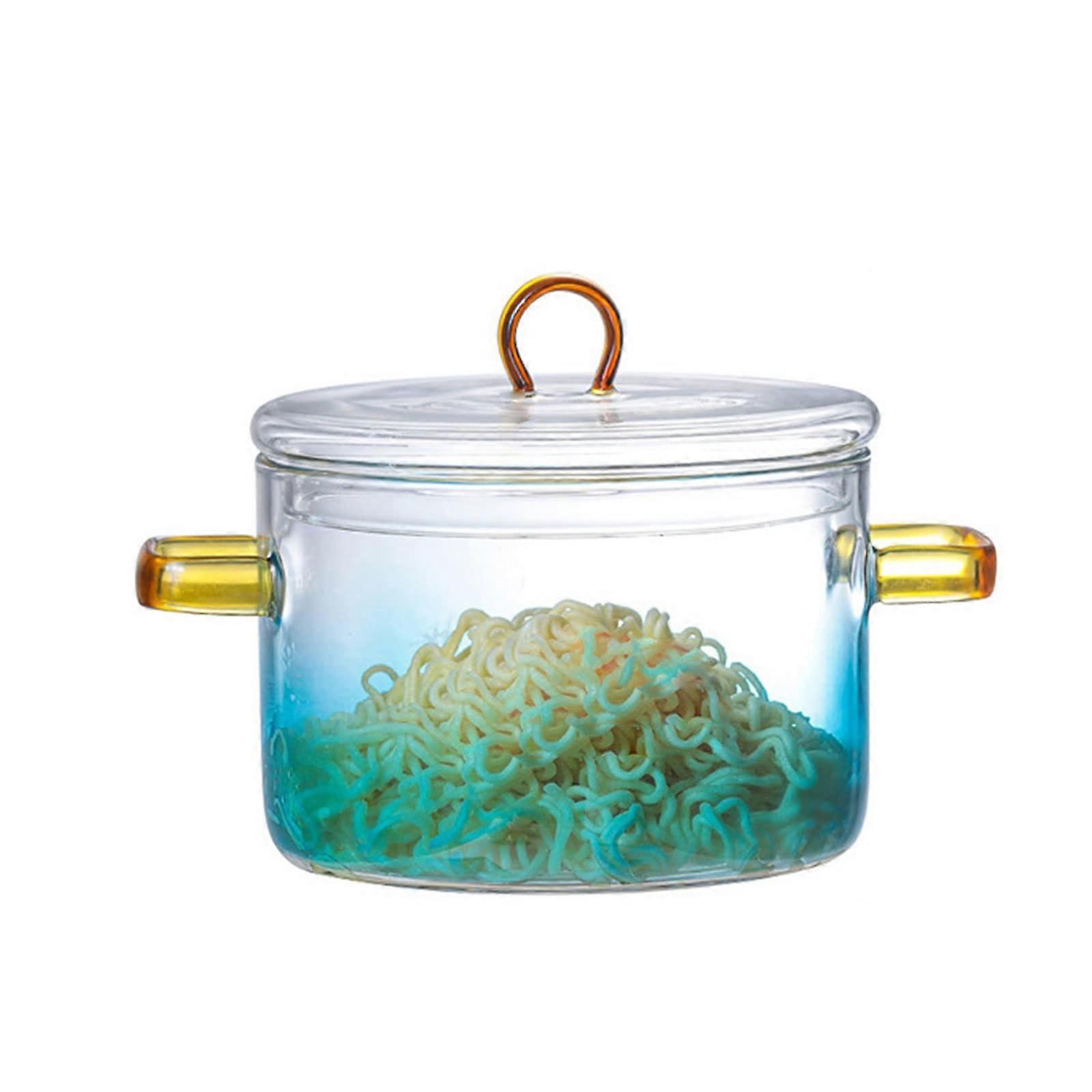 Gradient Glass Soup Pot High-Temperature Cooking Pot for Microwave Oven and Stovetop - Ideal for Pasta, Soup, Salad, and Milk