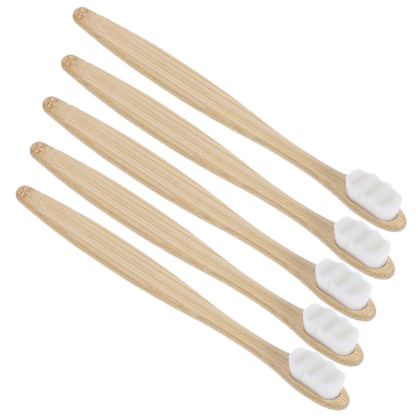 5pcs Travel Toothbrush with Round Head, Wave Bristles & Ergonomic Handle for Comfortable Daily Use – Compact Design for Adults