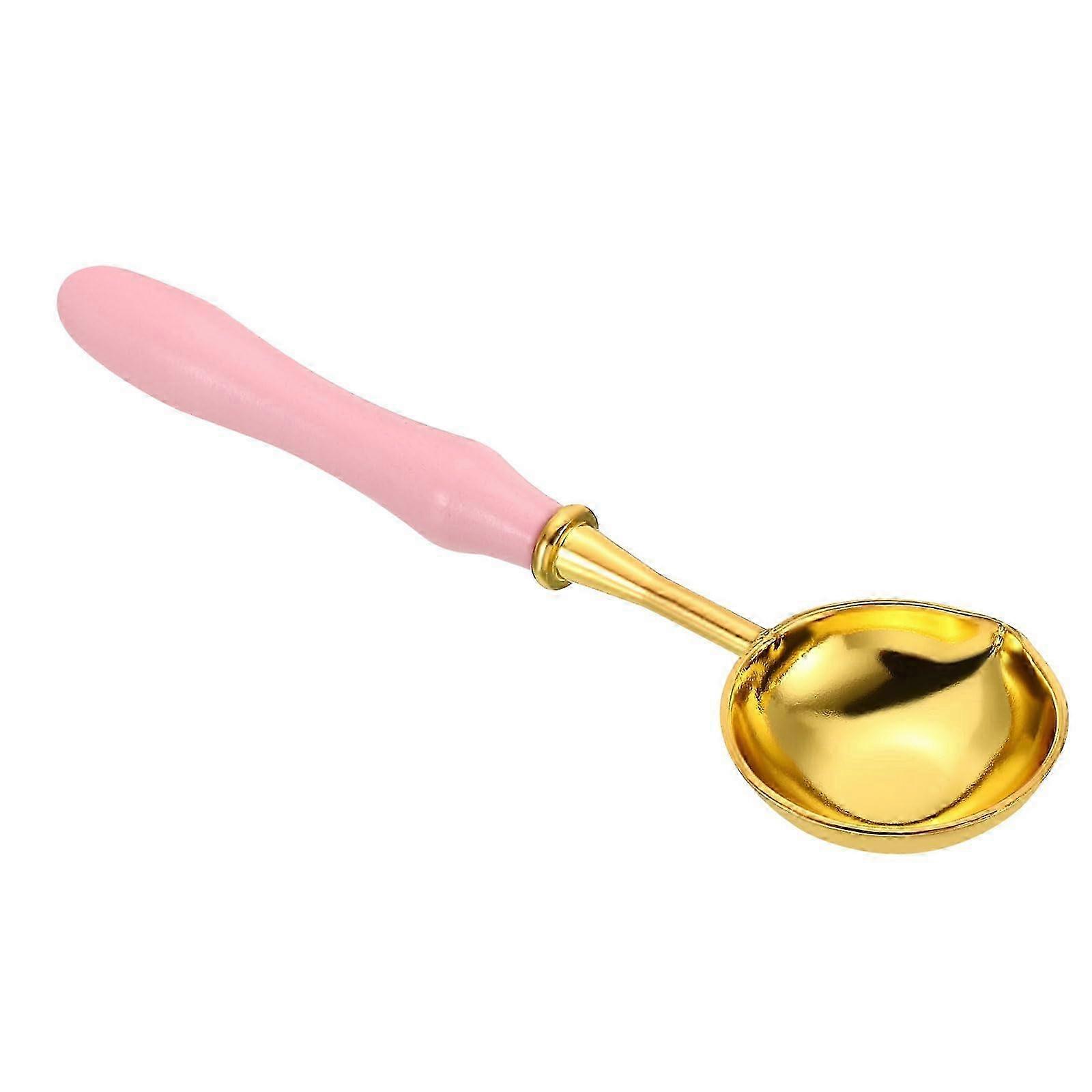 Vintage Brass Wax Seal Spoon with Long Wooden Handle for Crafting and Decorating 4