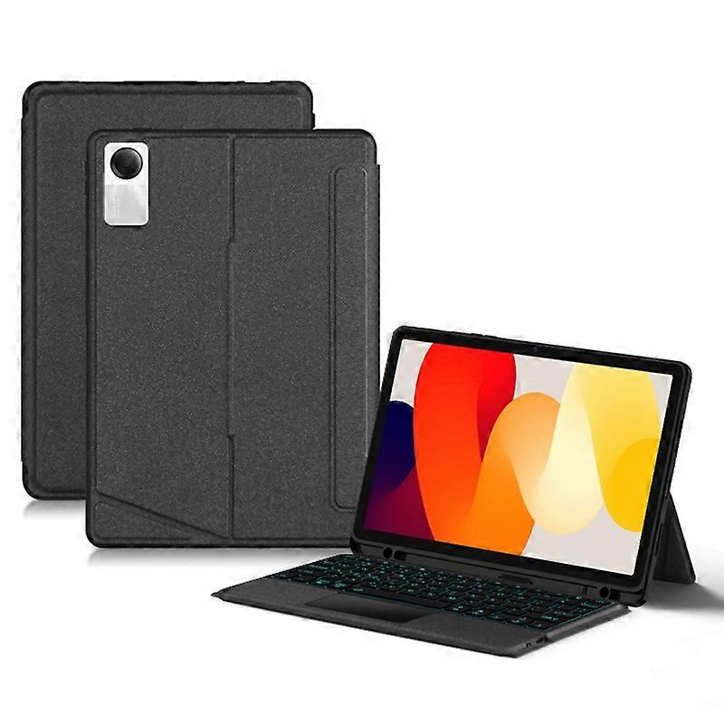 For Xiaomi Redmi Pad SE Leather Case+Bluetooth-compatible Keyboard with Backlight Trackpad