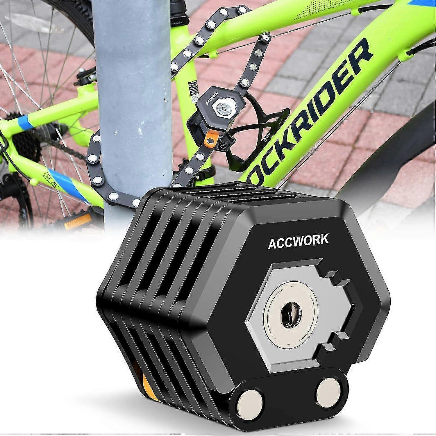 High Security 78 cm Long Folding Bike Lock, Electric Bike Lock with Mount and 3 Keys, Suitable for Mountain Bikes