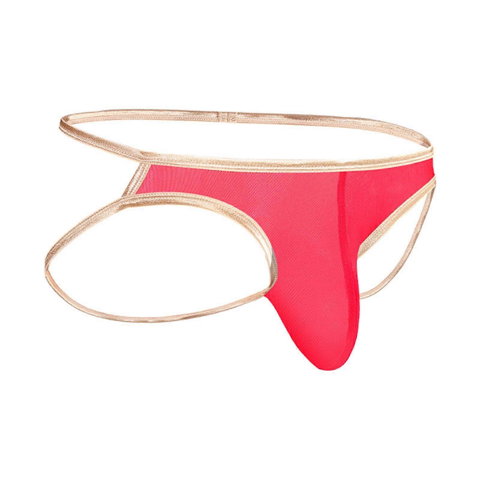 Jockstrap Men's Gay Ice Silk Breathable Seamless String Thong with Golden Straps