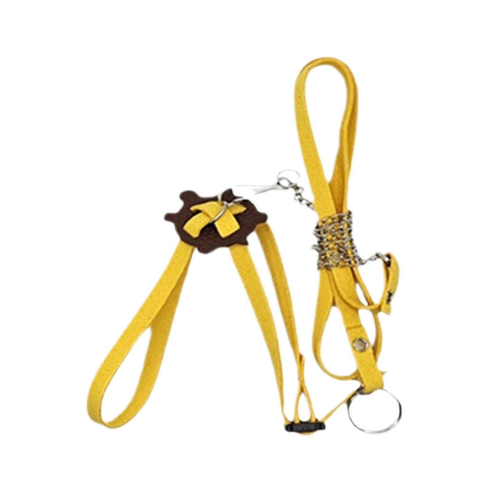 Adjustable outdoor control leash made of leather, soft strap for turtles, Yellow