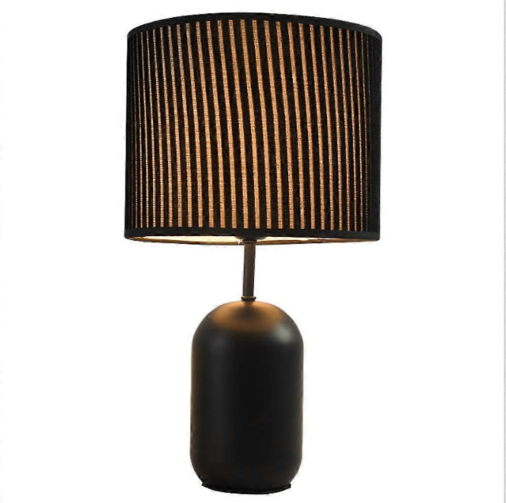 E27 Black Metal Table Lamp Modern Creative Simple Bedroom Bedside Lamp Fabric Lampshade Classic Decoration Night Light Art Desk Lamp Study Table Lamp
