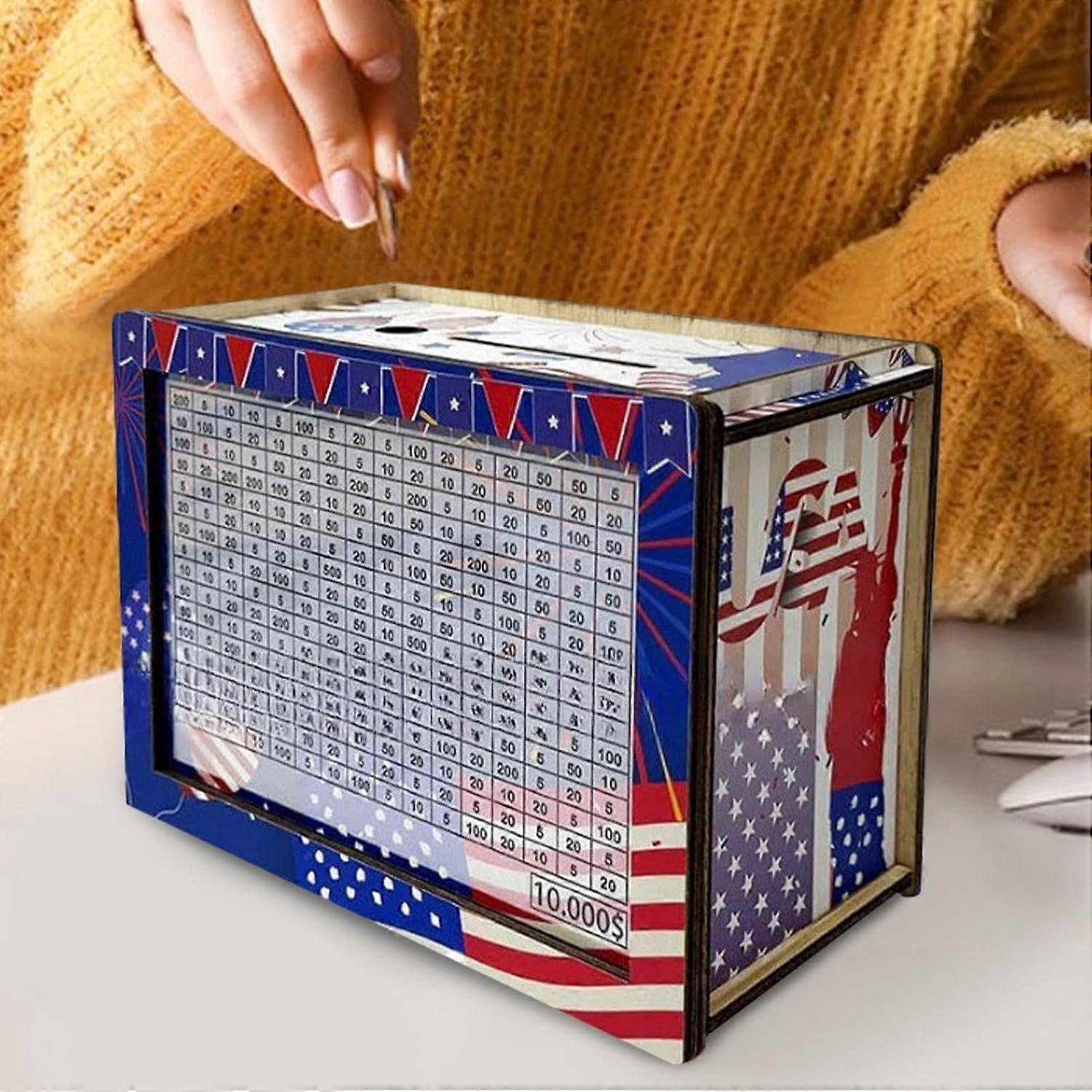 Wooden Money Saving Box 10,000 - Patriotic 4th of July Design with ...
