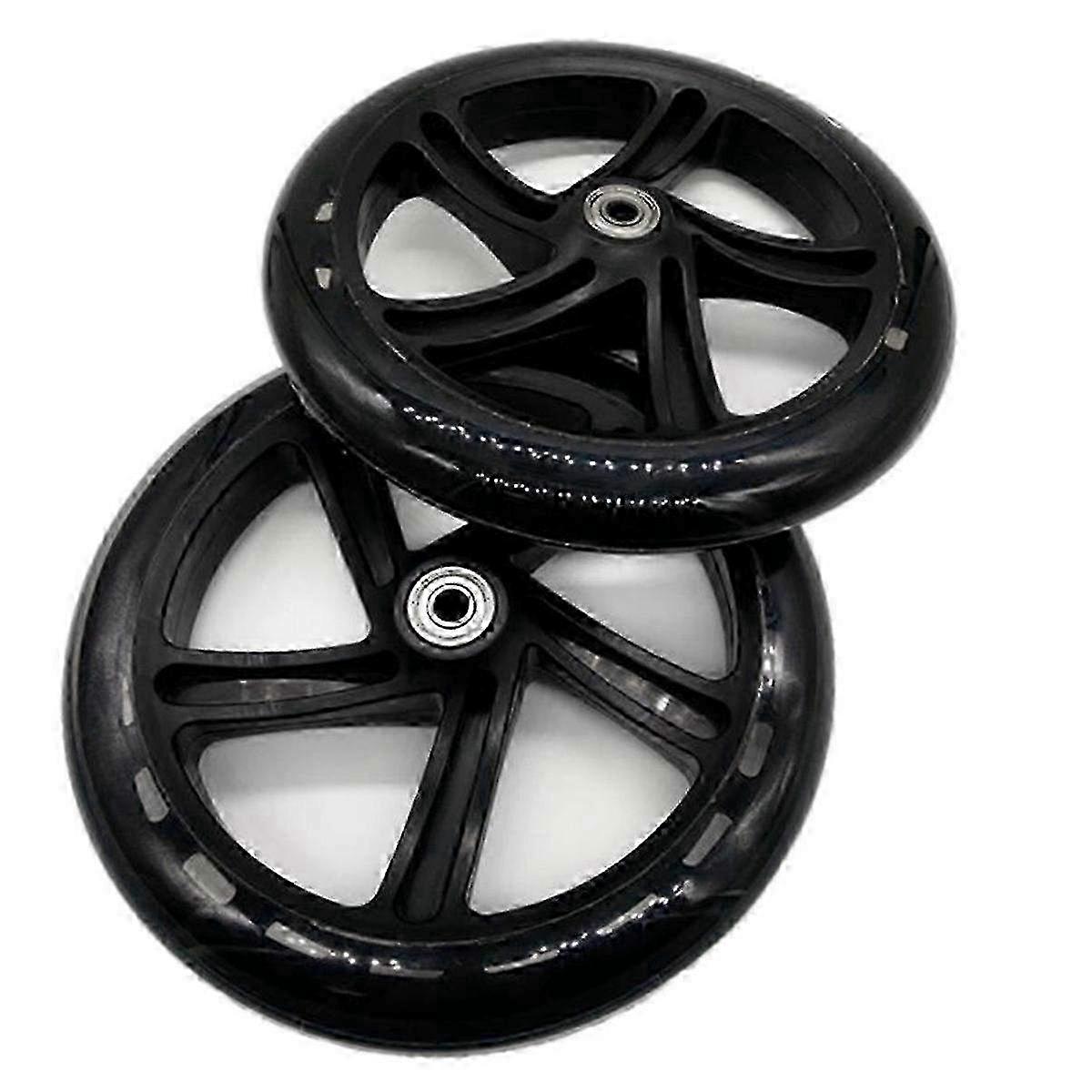 2 Stück 200mm PU Scooter Räder - Transparent Schwarz Ersatzräder für Scooter