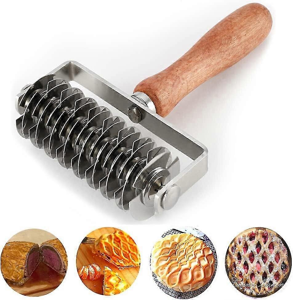 Stainless Steel Dough Grid Roller Cutter for Pie, Pizza, and Bread