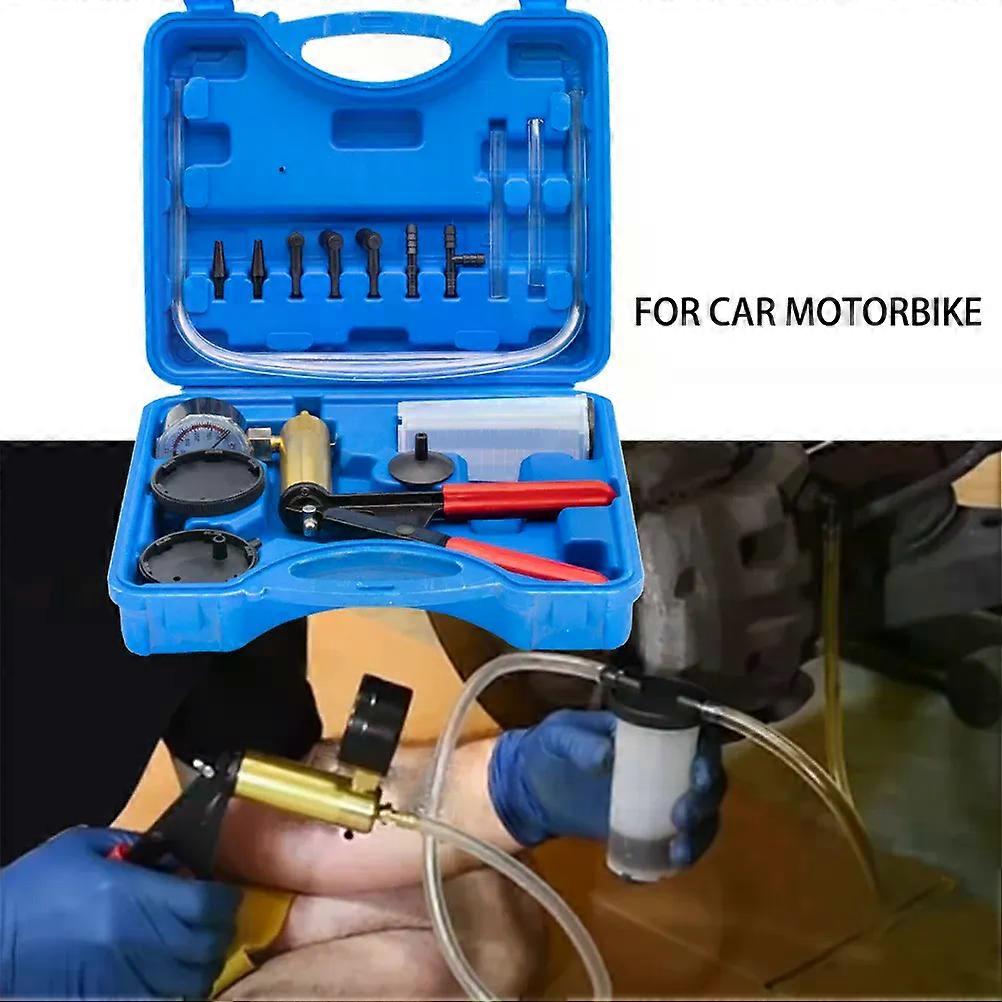 Multifunctional Hand Held Brake Bleeder Tester Vacuum Pump Pressure Gauge Hose Connector Kit Adapter Hand Tool For Car Motorbike