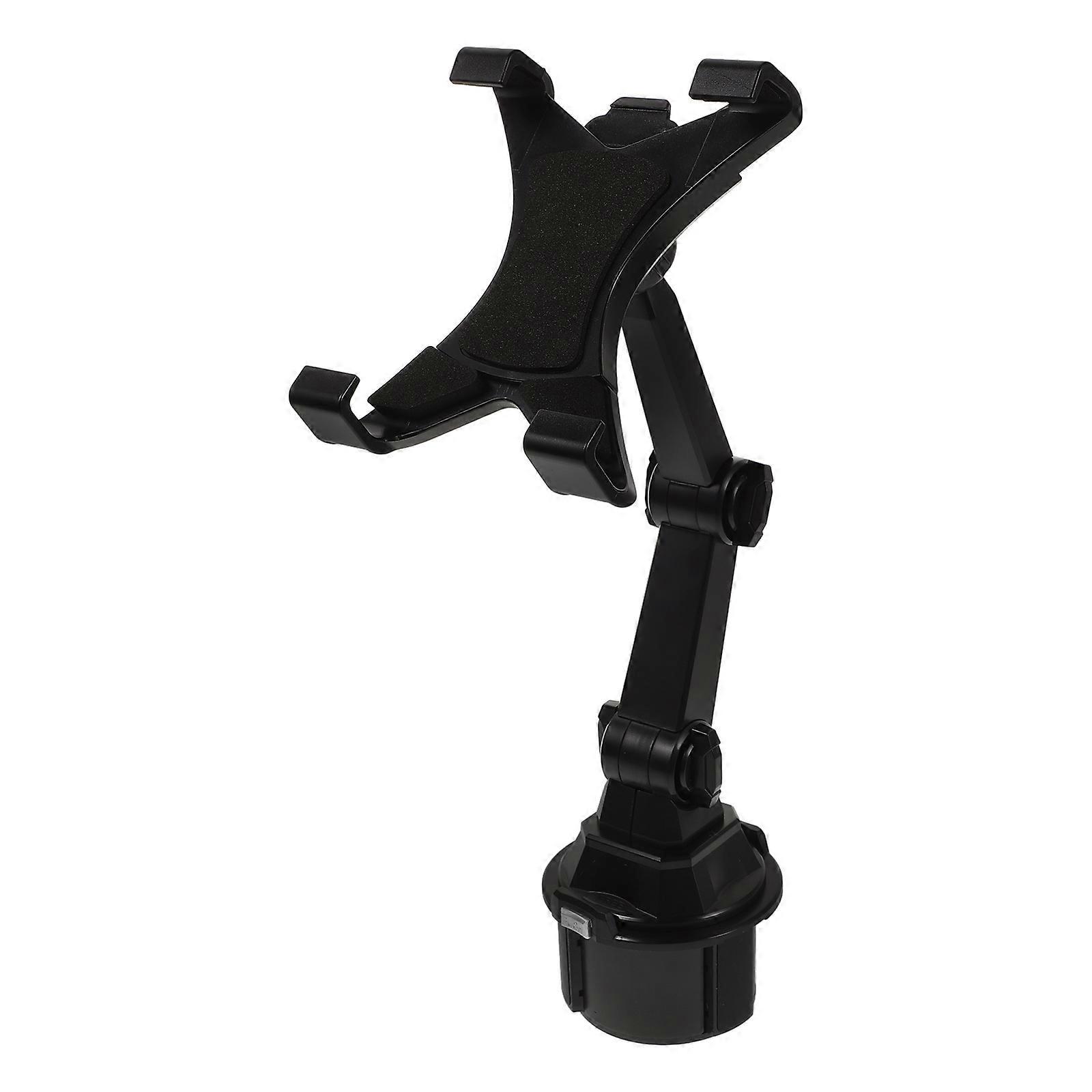 It sounds like you're looking for a description or review of an **adjustable car phone mount** designed to fit into a **car cup holder**, with a