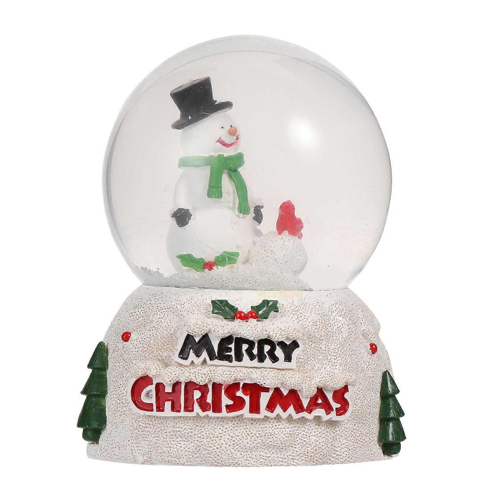 Christmas Crystal Ball Snowman Ornaments Luminous Decorative 9.5x7cm Resin Glass 1Pc