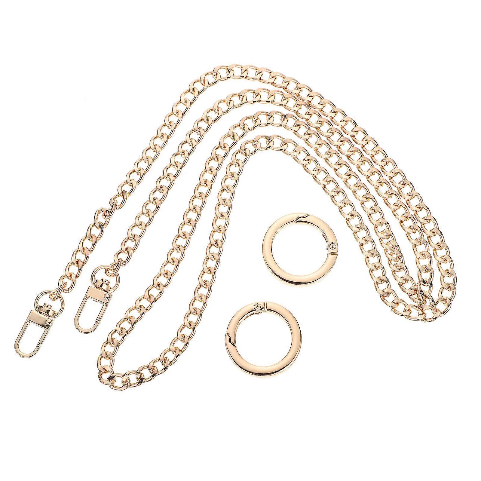 Gold Handbag Chain Strap Replacement with Clasps – Polished Smooth Surface Crossbody Bag Strap for DIY Purse, Shoulder Bag & Handbag Repair
