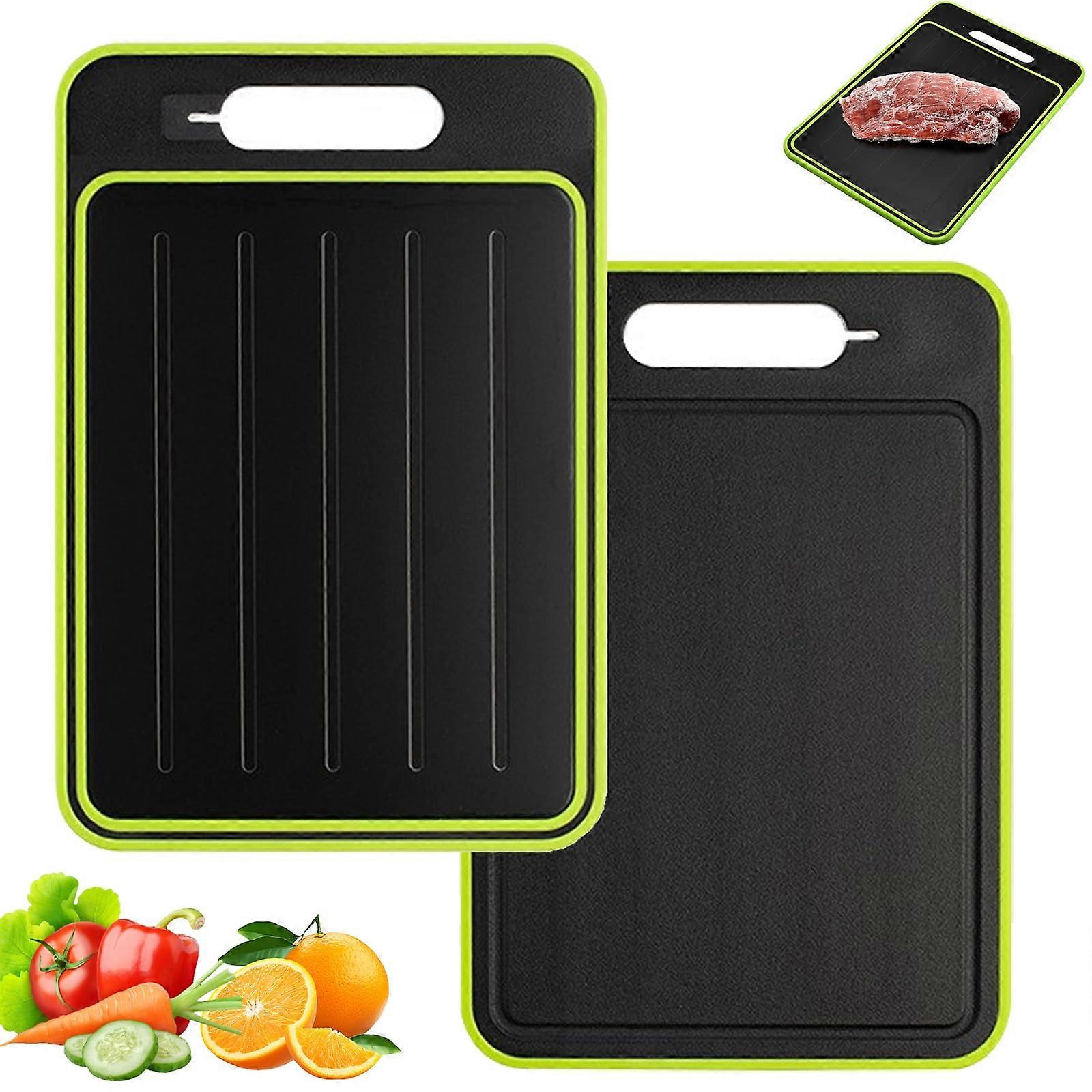 4-in-1 Defrosting Board with Grater and Sharpener, Double-Sided Chopping Board, 31 x 21 cm for Quick Meat Defrosting