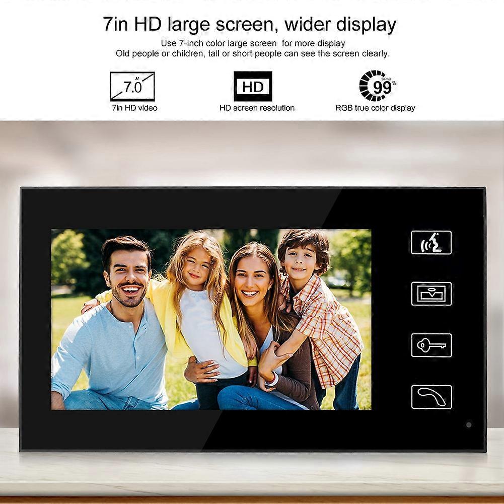 7" LCD Visual Intercom Doorbell Fingerprint Password Remote Unlock Door Bell