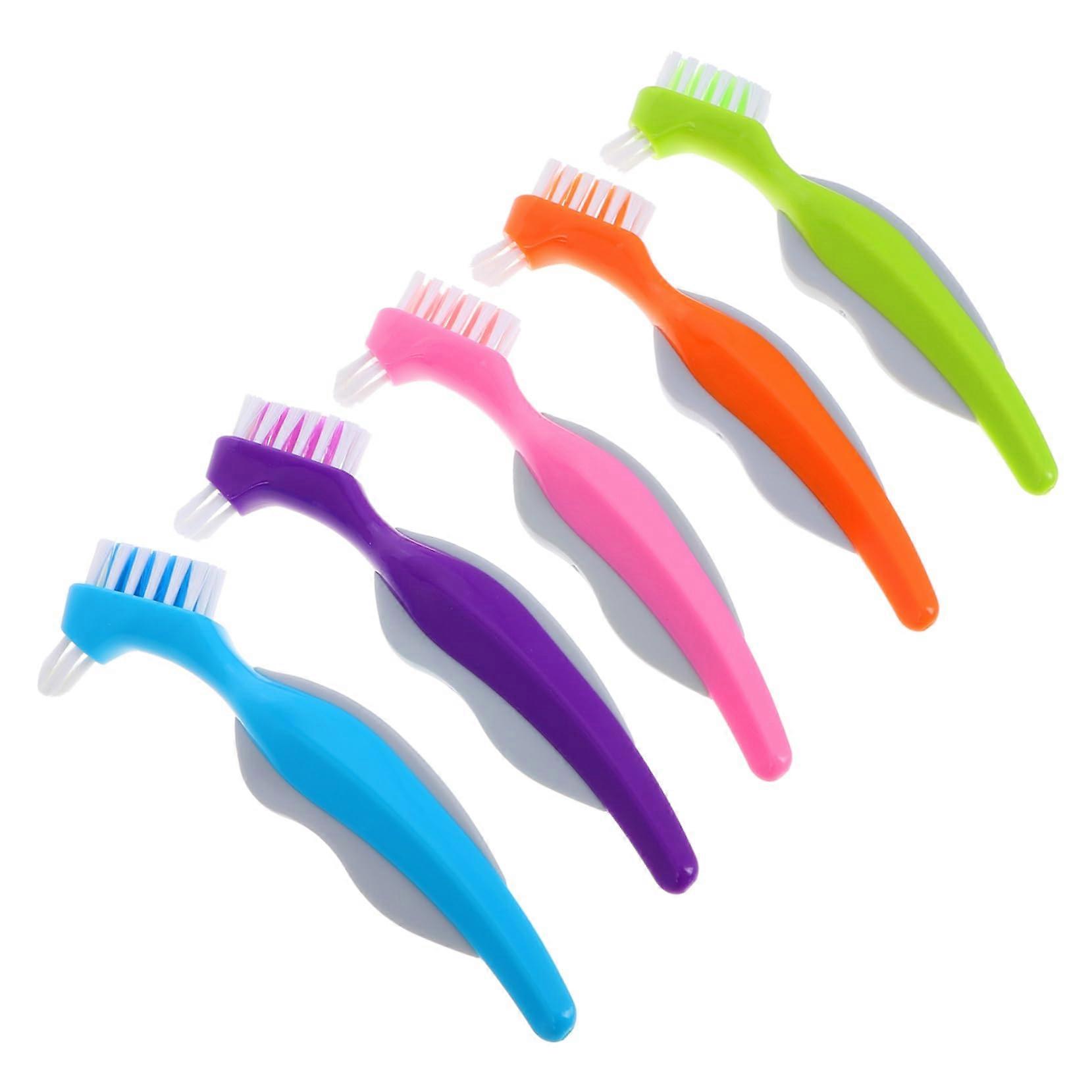 Set of 5 Soft Bristles Toothbrush for Dentures Toothbrushes Purple and Pink Ideal for Cleaning and Care of Dentures and Prostheses