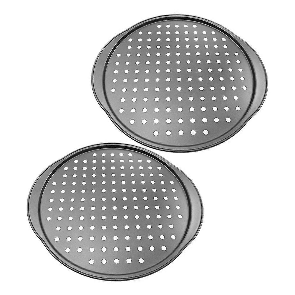 Perforated Non Stick Pizza Baking Pans 2pcs Sturdy Oven Trays for Even Cooking, Easy Cleaning, and Effortless Food Release for Pizza and Bakery Use