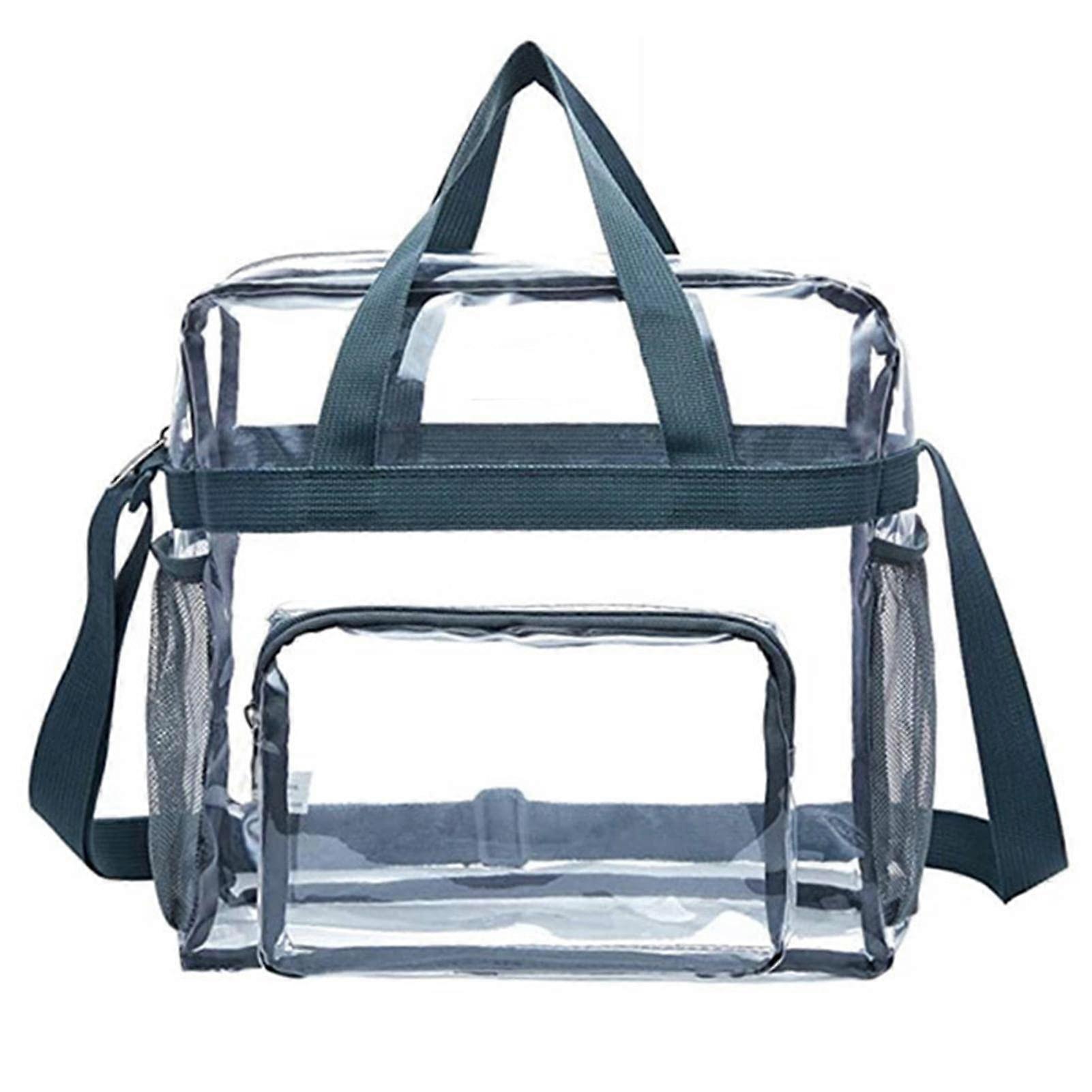 Durables Clear Bag - Travel-Friendly Transparent Tote Bag with Secure Zipper, Gray Clear Gym Shoulder Bag