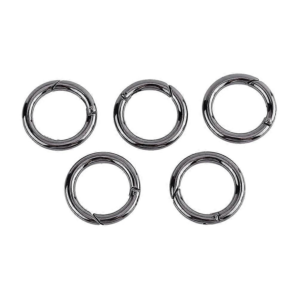 Pack of 5 Zinc Alloy Round Carabiner Spring Snap Clips Hook Key Ring Key Pendant Buckle Black Round Carabiner Snap for Key Rings