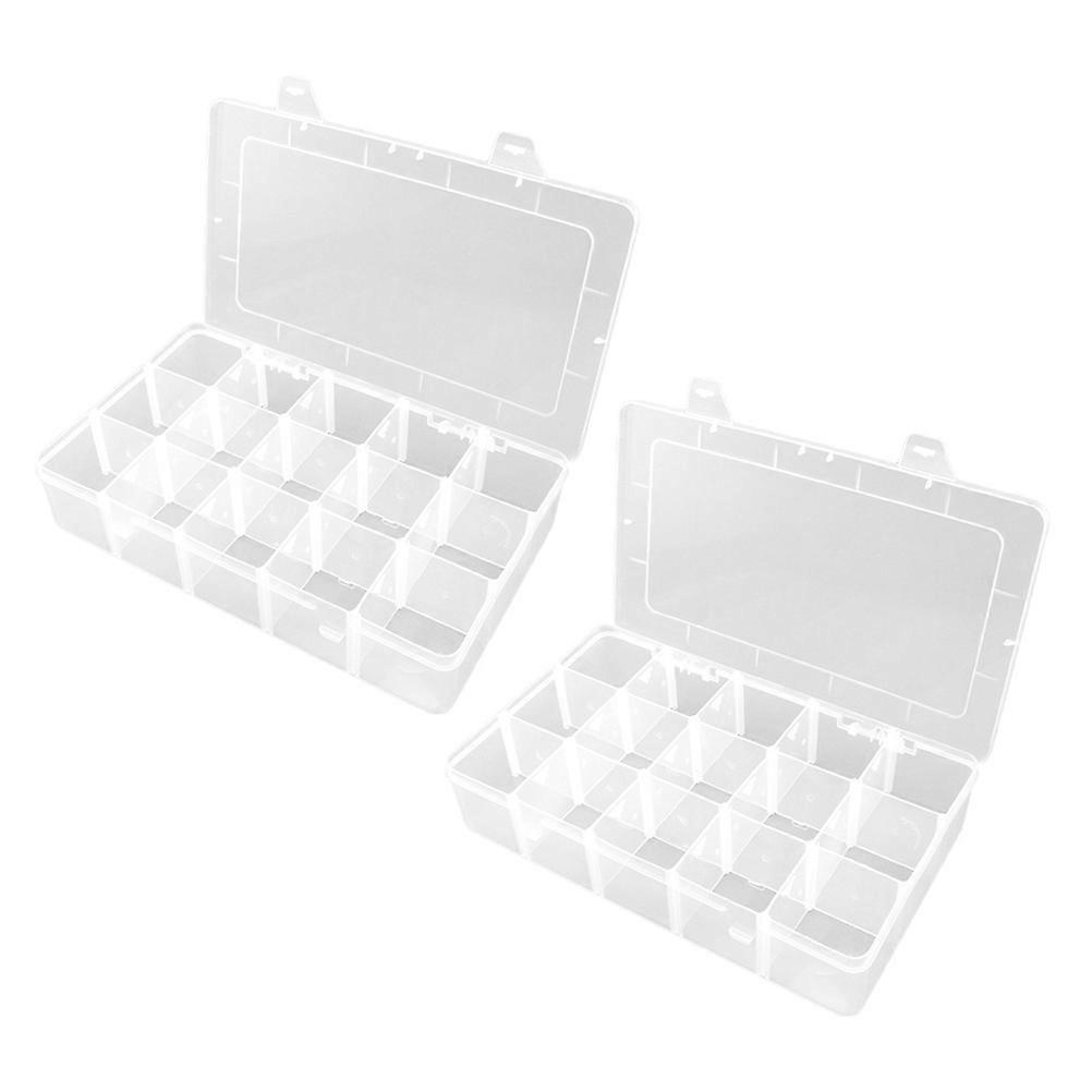 Adjustable Compartment Boxes Plastic Storage Box With Removable Dividers For Small Accessories 27x16cm Transparent Organizer Container Box 2Pcs