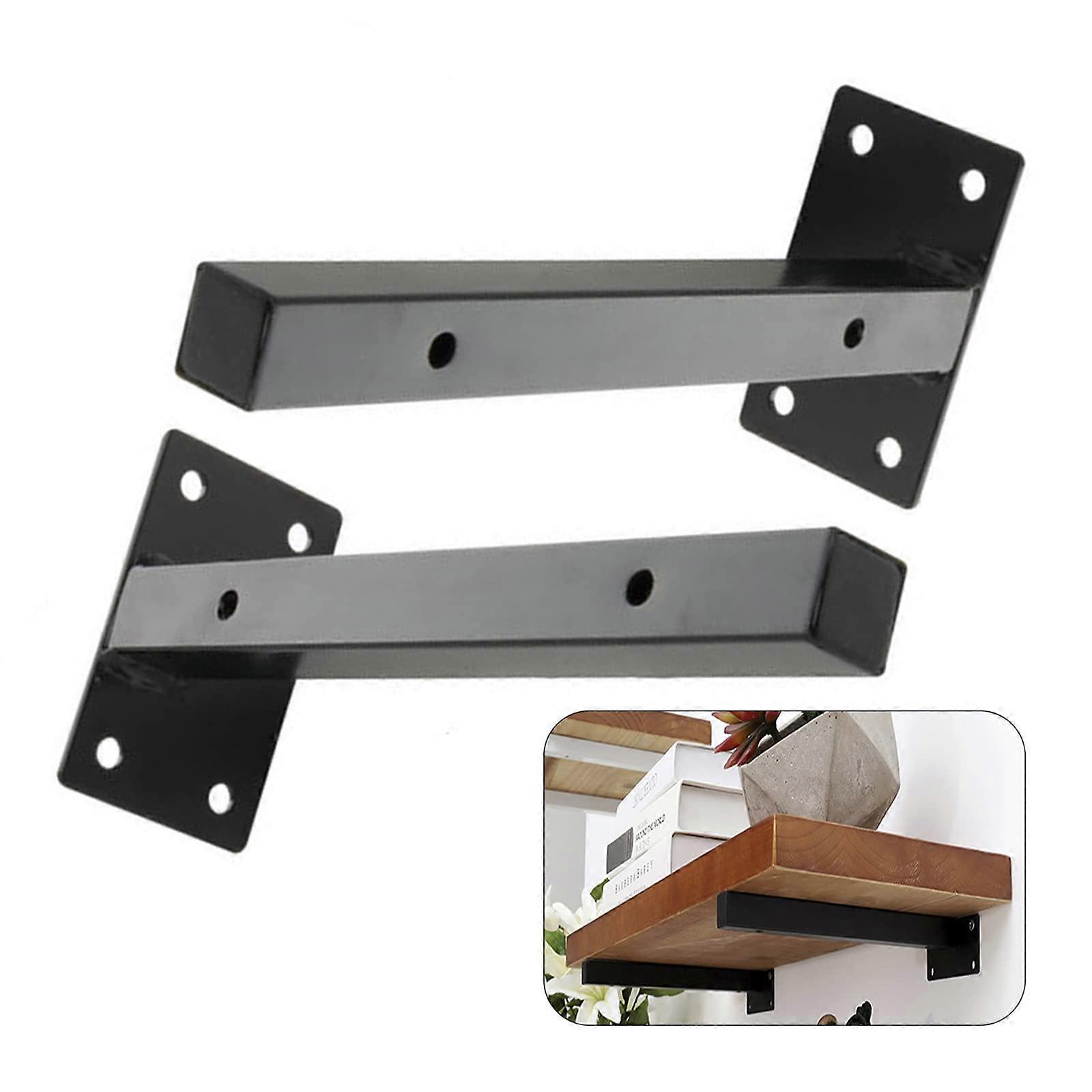 Shelf Bracket 15 cm / 5.9 Inches Black Metal Heavy Duty Retro Industrial Shelf Support Pack of 2 for Floating Shelves