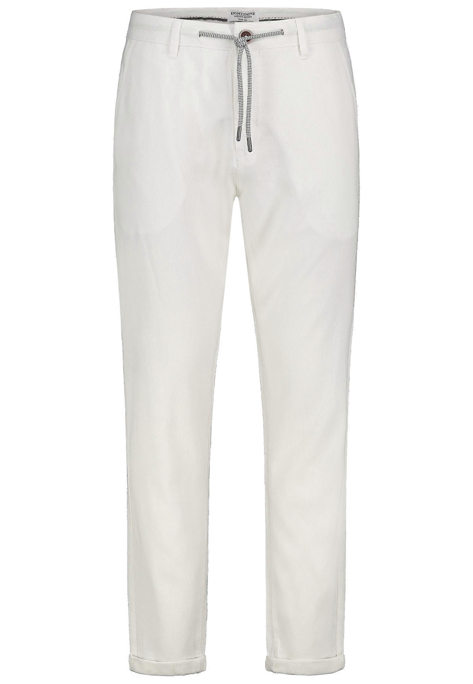 Elegant chino pants with drawstring and cuffed hem pockets back