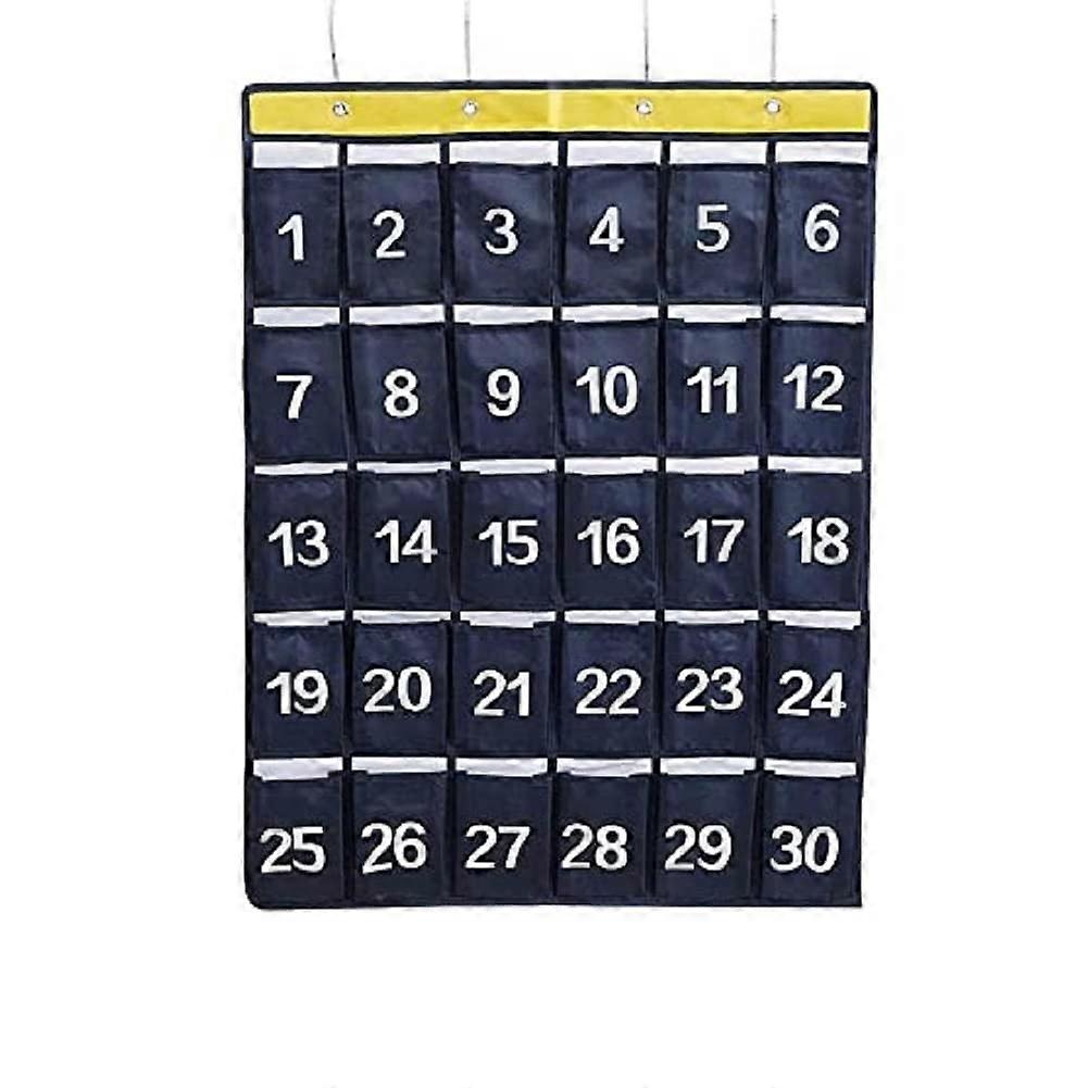 Numbered Classroom Pocket Chart, 30 Pockets, Wall Storage Pockets with Numbers, Classroom Pocket Chart for Phones, Calculators