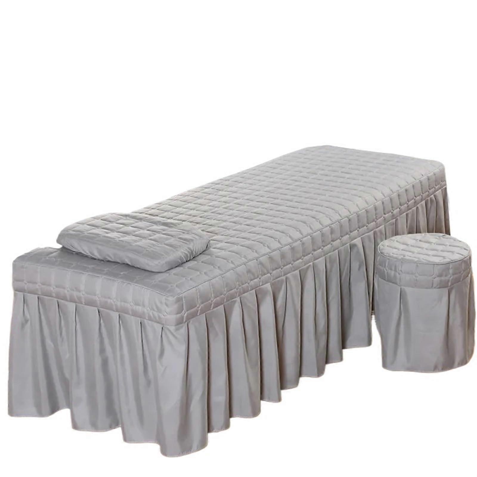 Solid Mattress for Massage Table, SkinFriendly SPA Lounger, Full Cover (Light Grey)