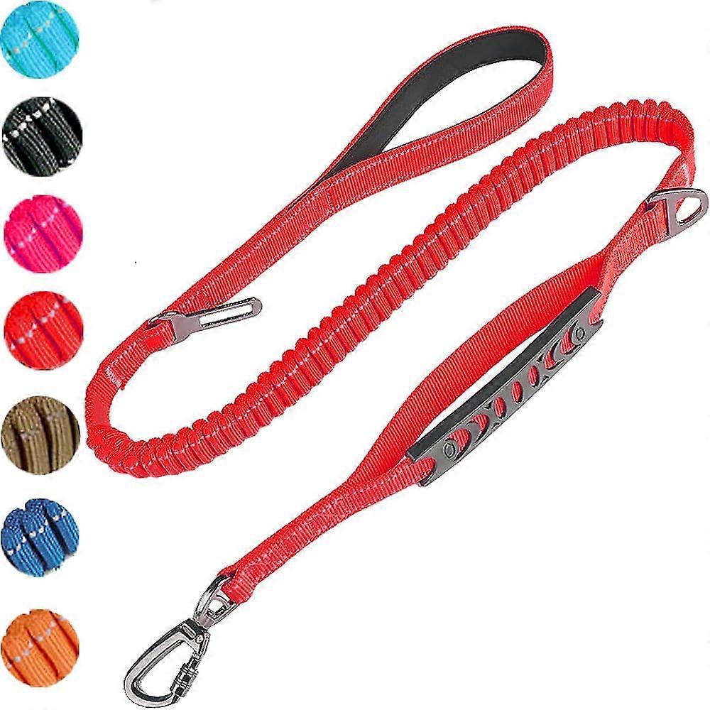 Dog Lead GO-8 - Reflective Soft Nylon for Large Dogs with Padded Handle in Red - Durable, Comfortable, and Adjustable