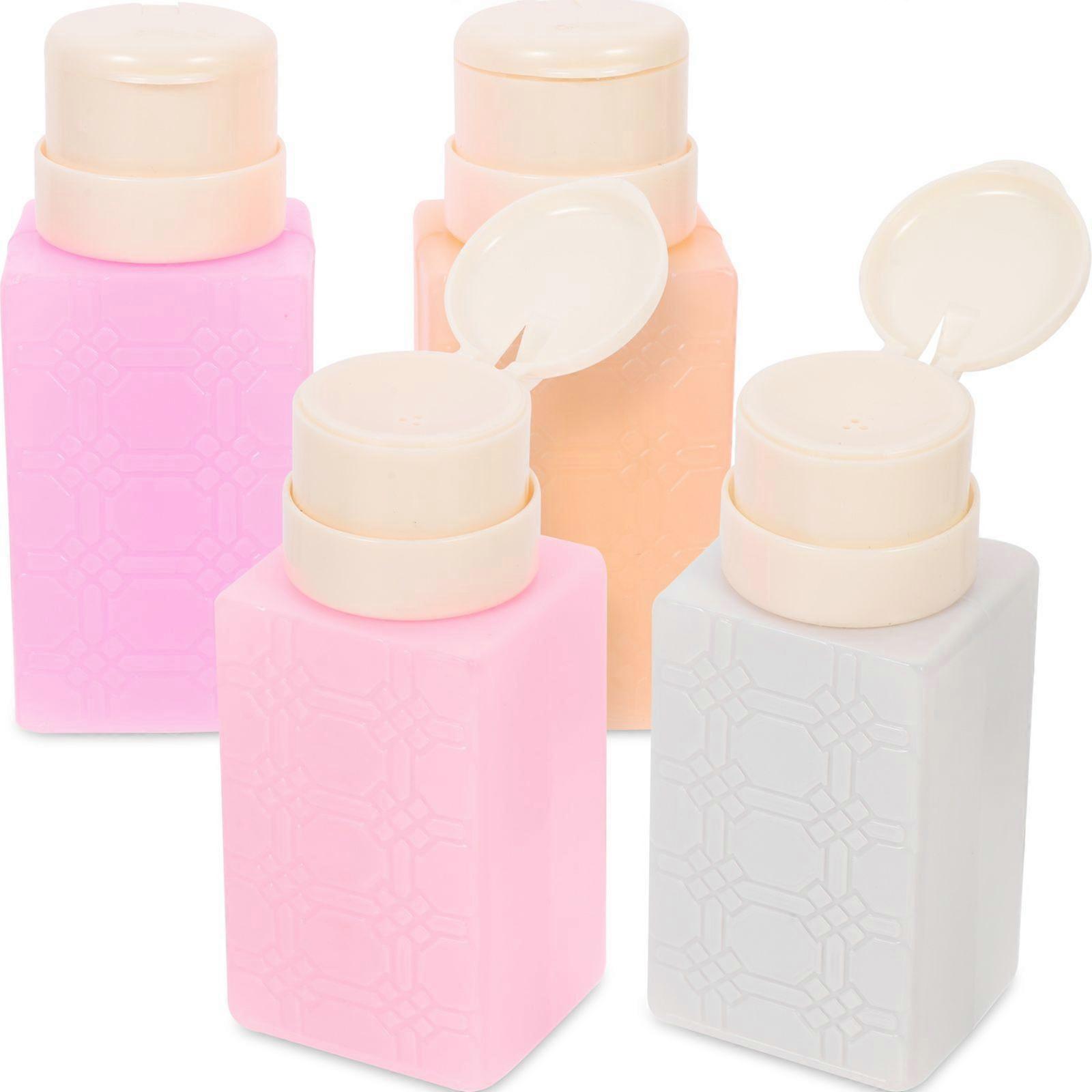 4Pcs Push Down Empty Bottle Dispenser Refillable Pump Bottles for Nail Polish Remover