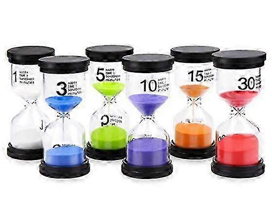 1/3/5/10/15/30min Sand Clock Sandglass Hourglass Timer 6 Pcs/set