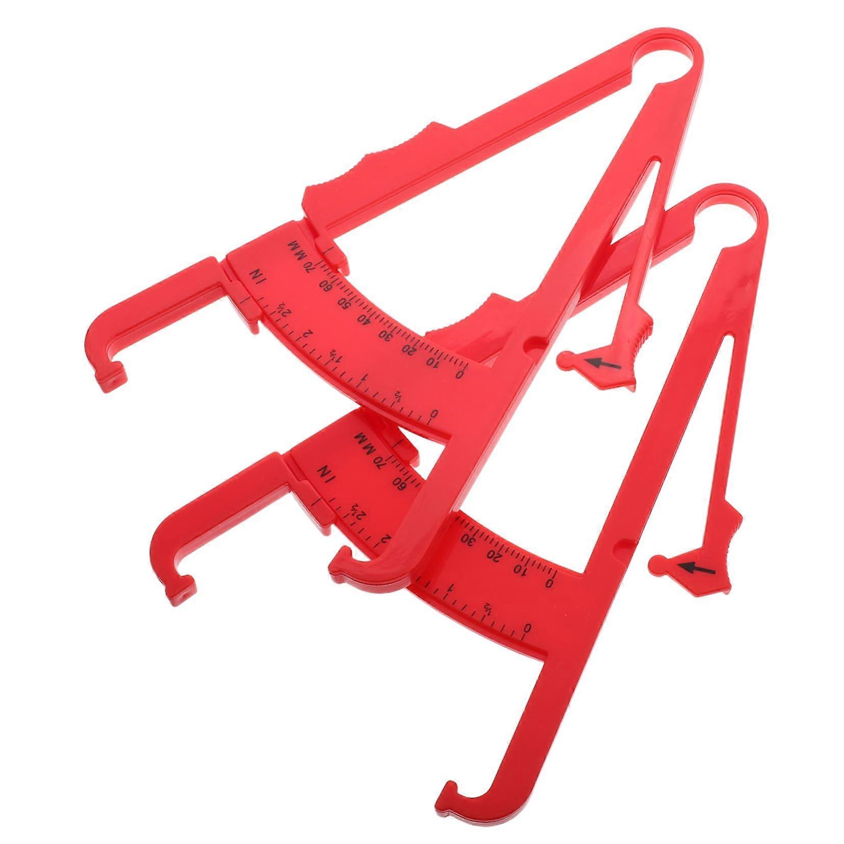 Fat Brake Calipers Pack of 2 - High Precision BMI Measuring Tool, Red Plastic Skin Wrinkle Caliper for Body Fat Measurement