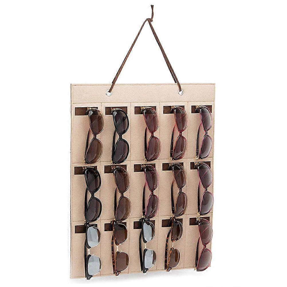 Sunglasses Wall Bag Organizer Made of Nonwoven Fabrics for Home Display Use Khaki Color 1pc